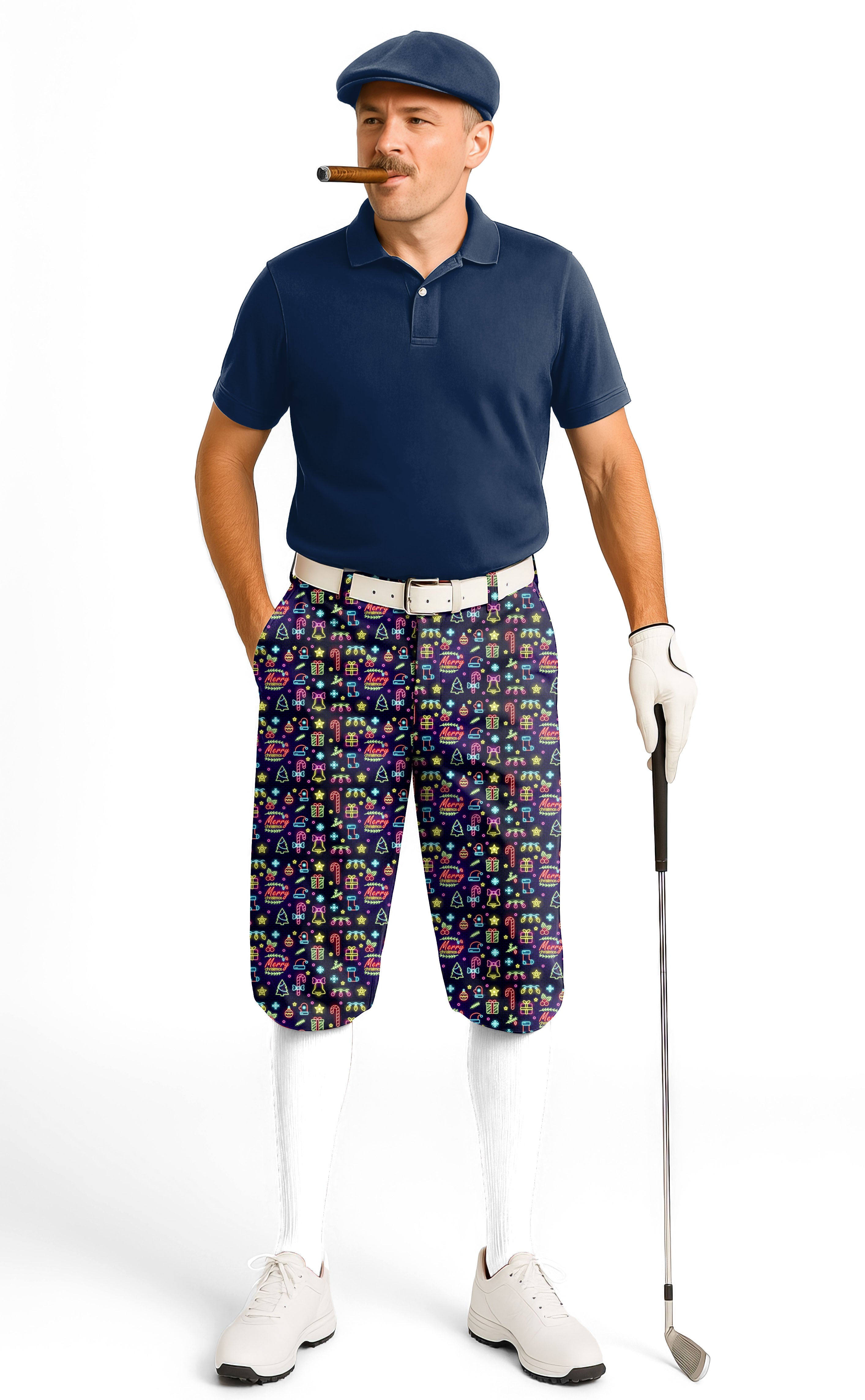 Neon Merry Christmas Men's Golf Knickers Pants