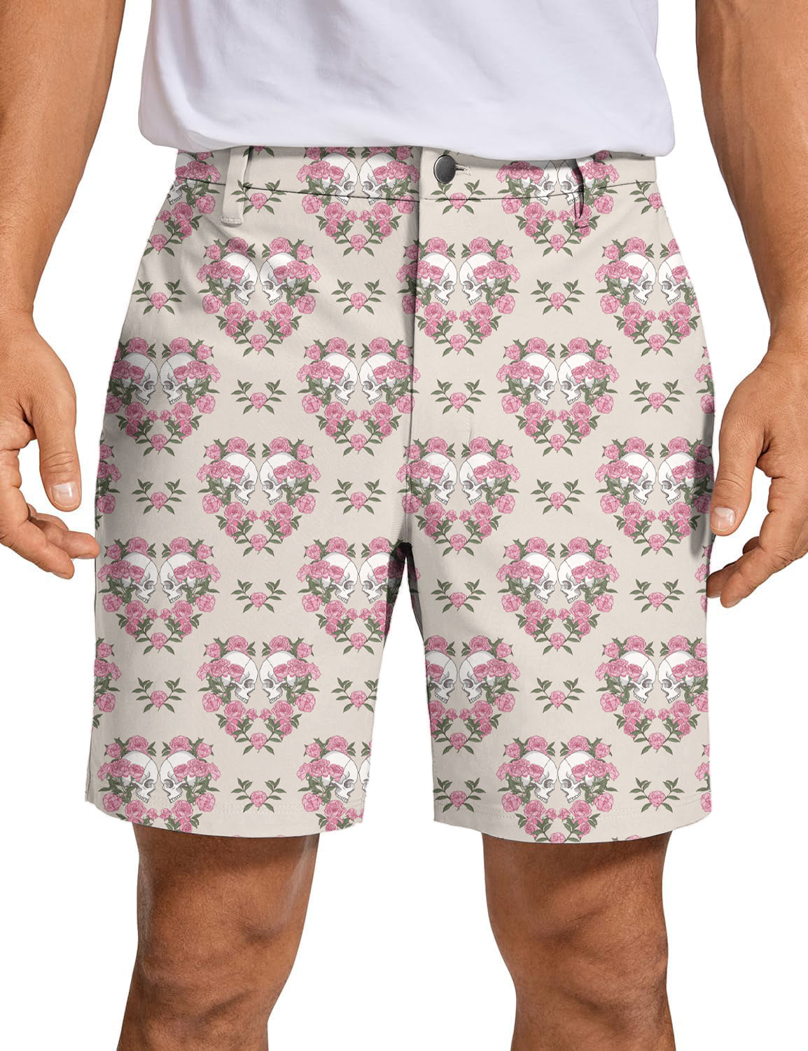 Men's Halloween Skull Rose Golf Shorts