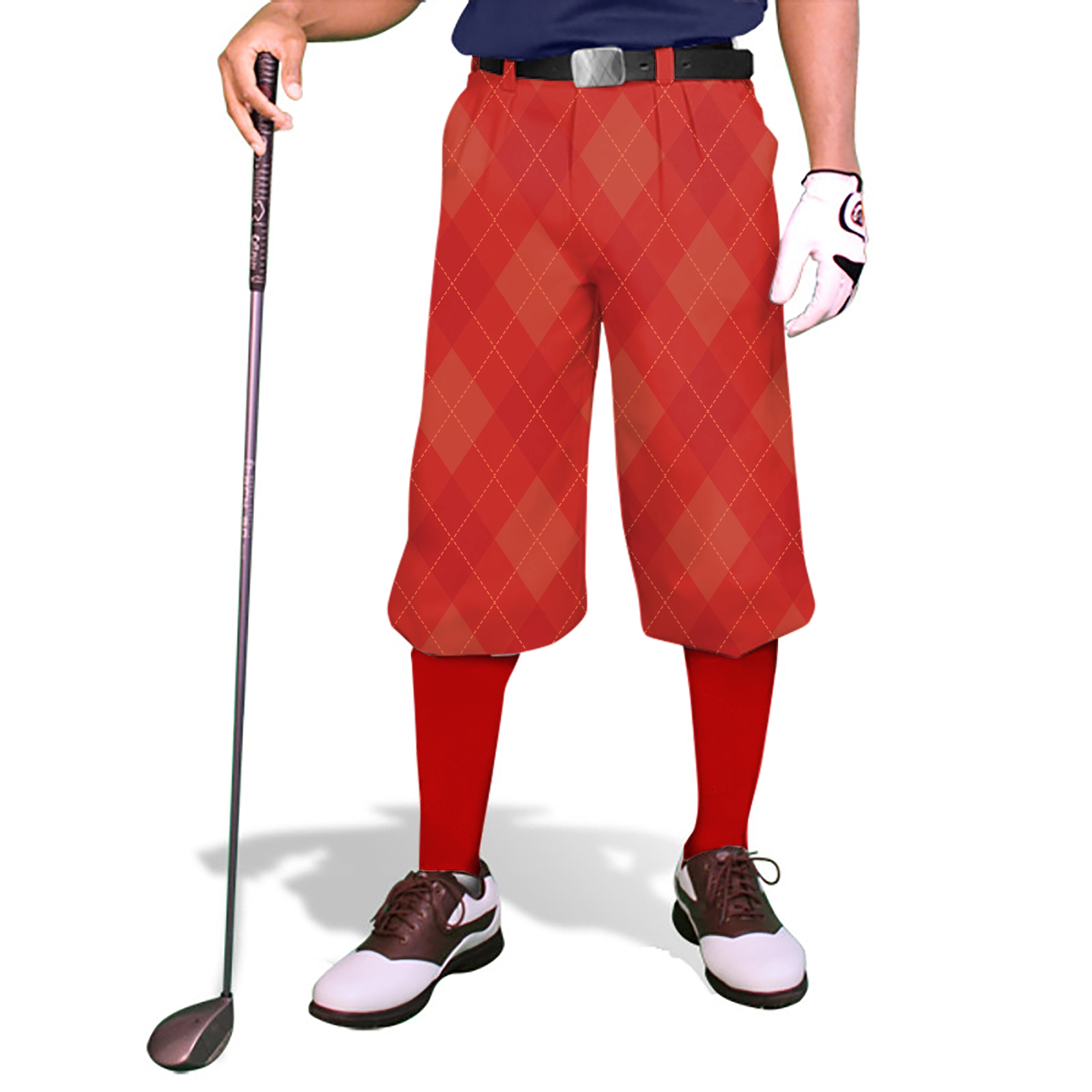 red Argyle-Men's Golf Knickers Pants