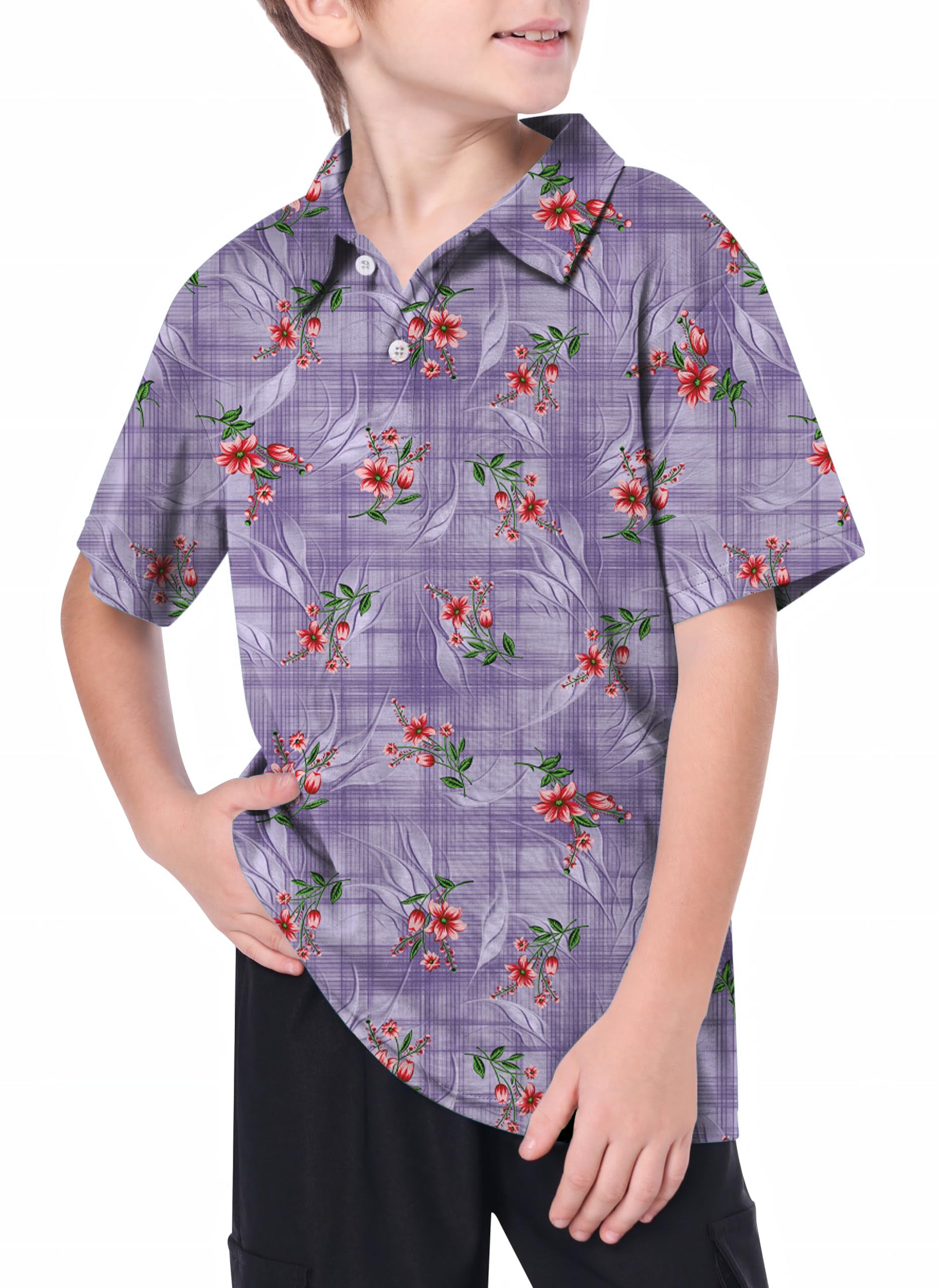 Youth Purple flower Golf Polo