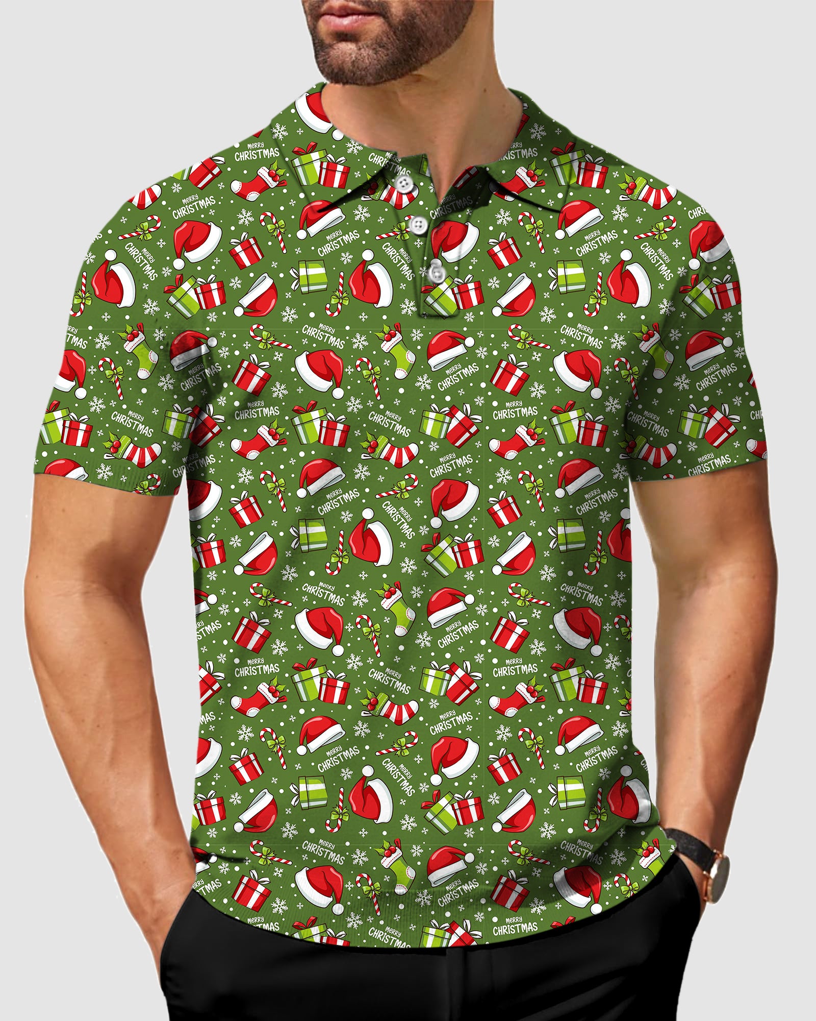 Men's Merry Christmas golf polo