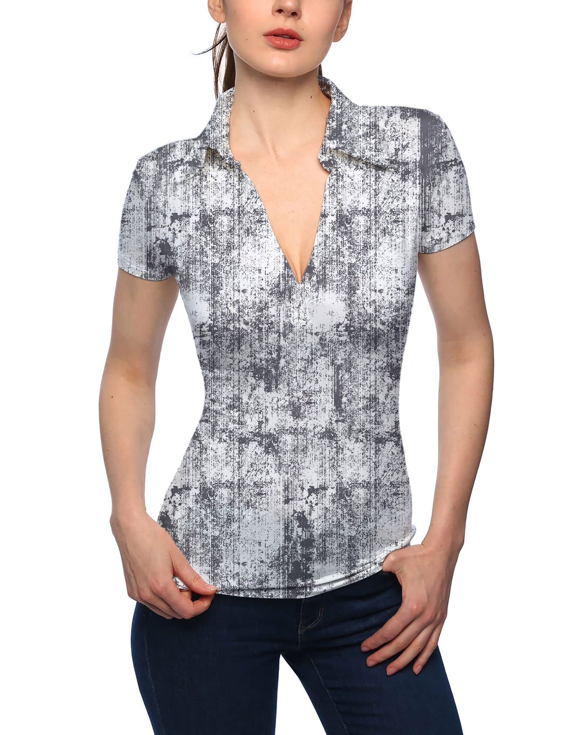 Women's Gray Line Lmpression V Neck Golf Polo