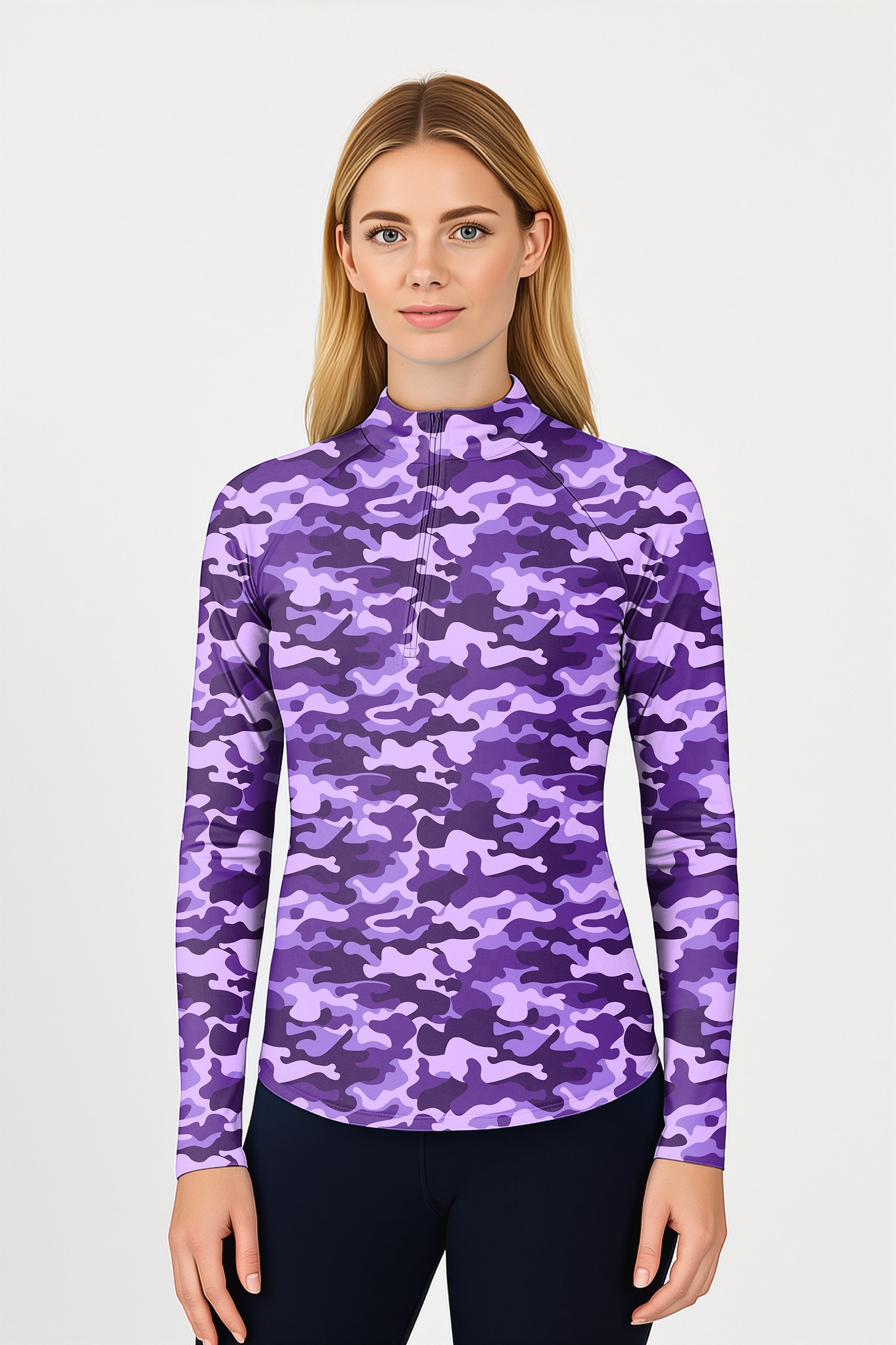 Purple Camo Women's Golf Active 3/4 Zip Top