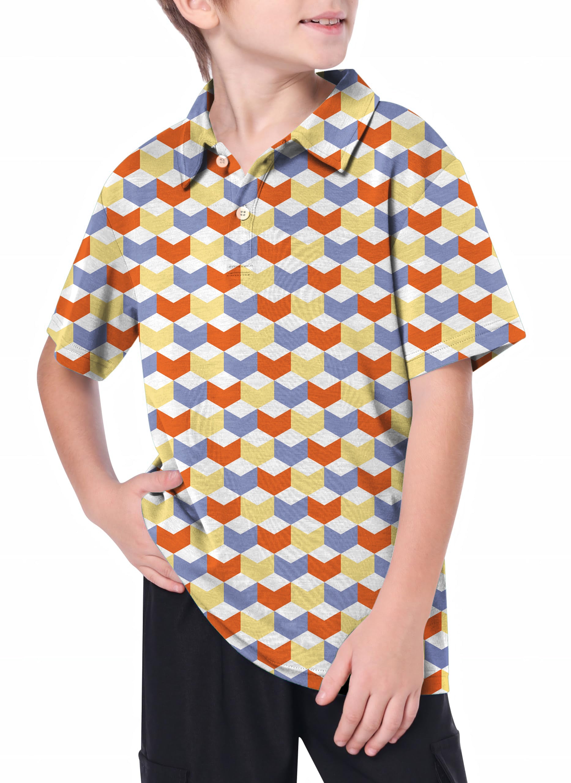 Youth colorful 3d square box Golf Polo