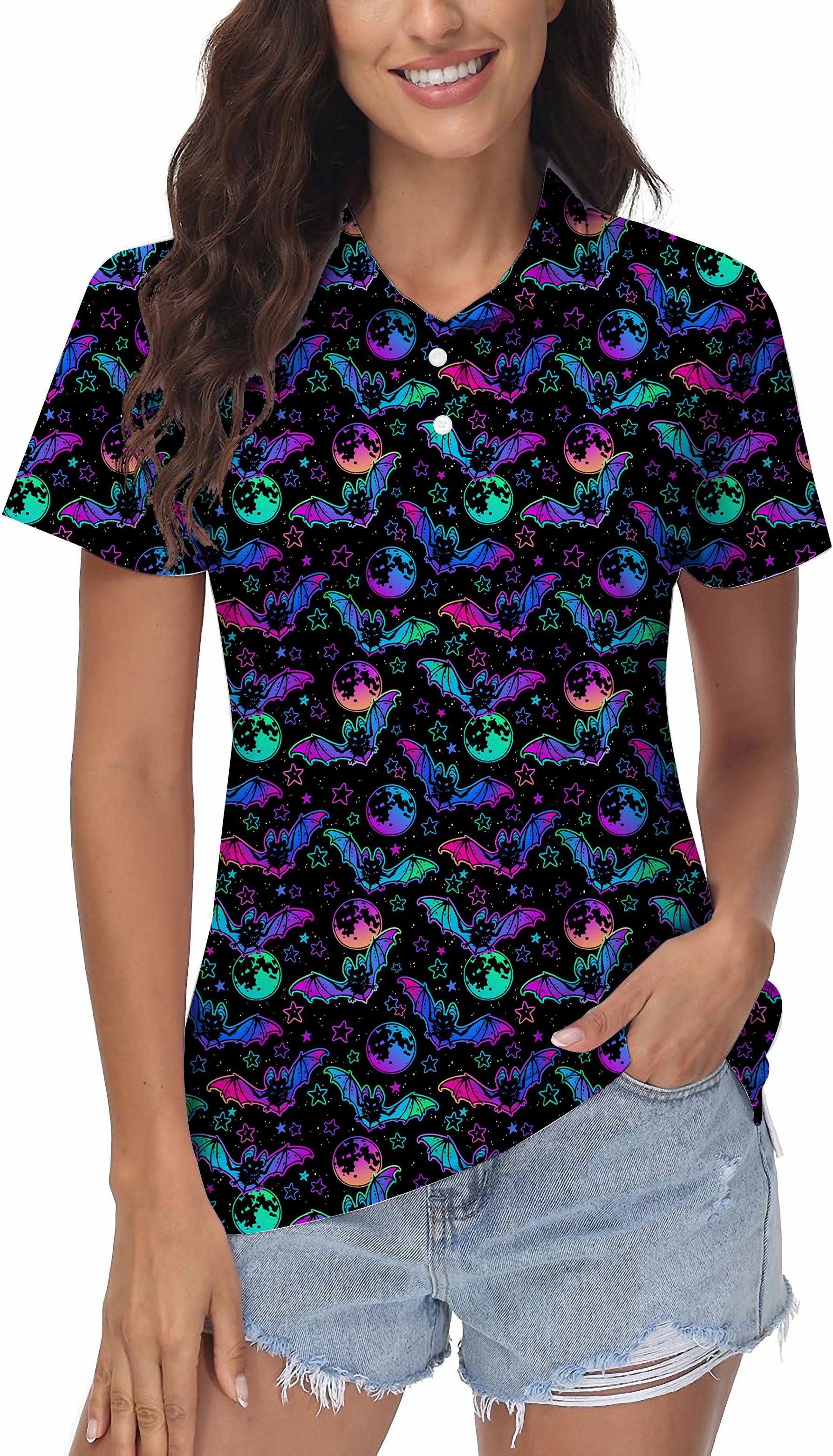 Halloween Bat Moon Women's Golf Polo
