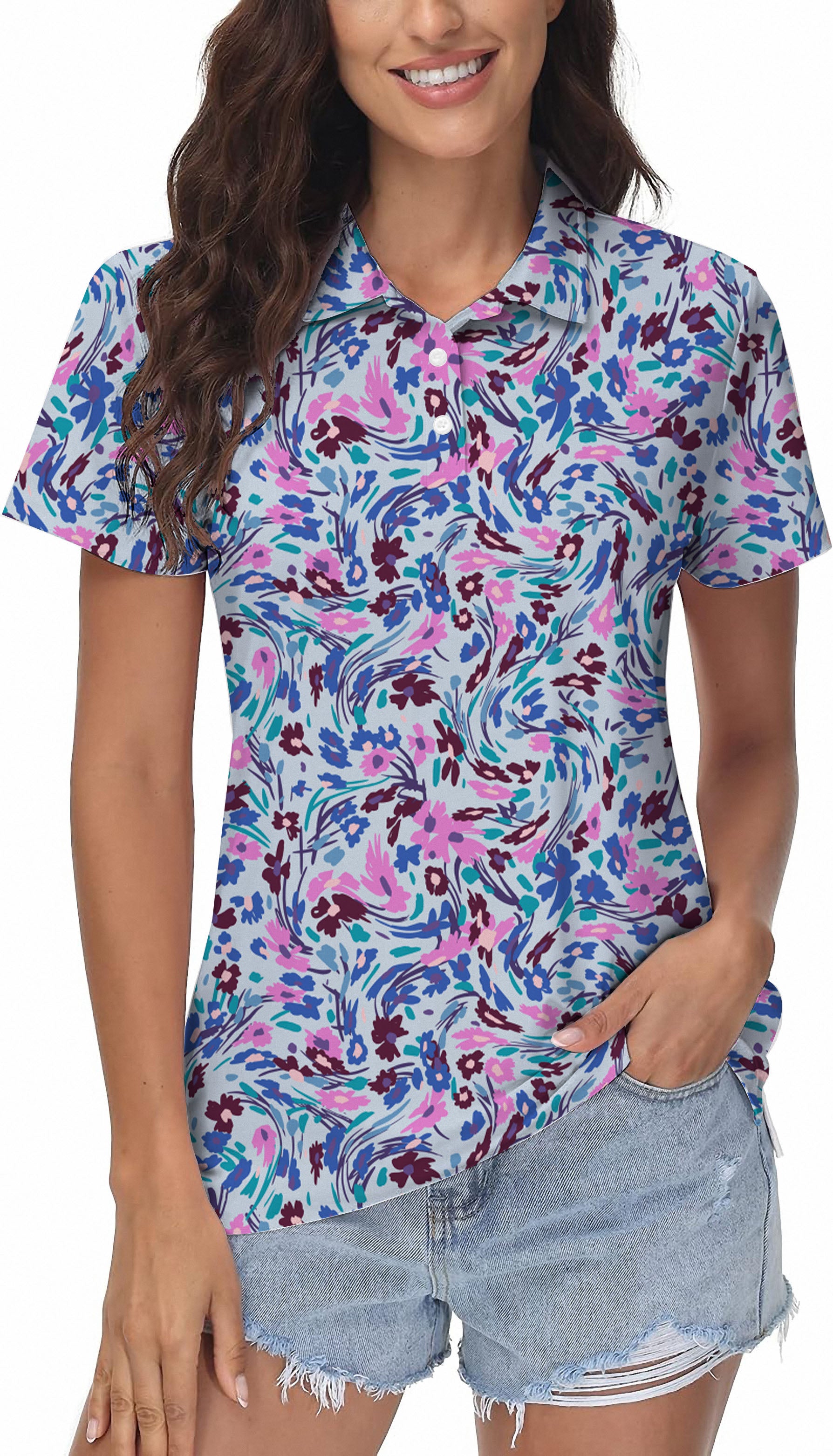 summer floral Women's Golf Polo