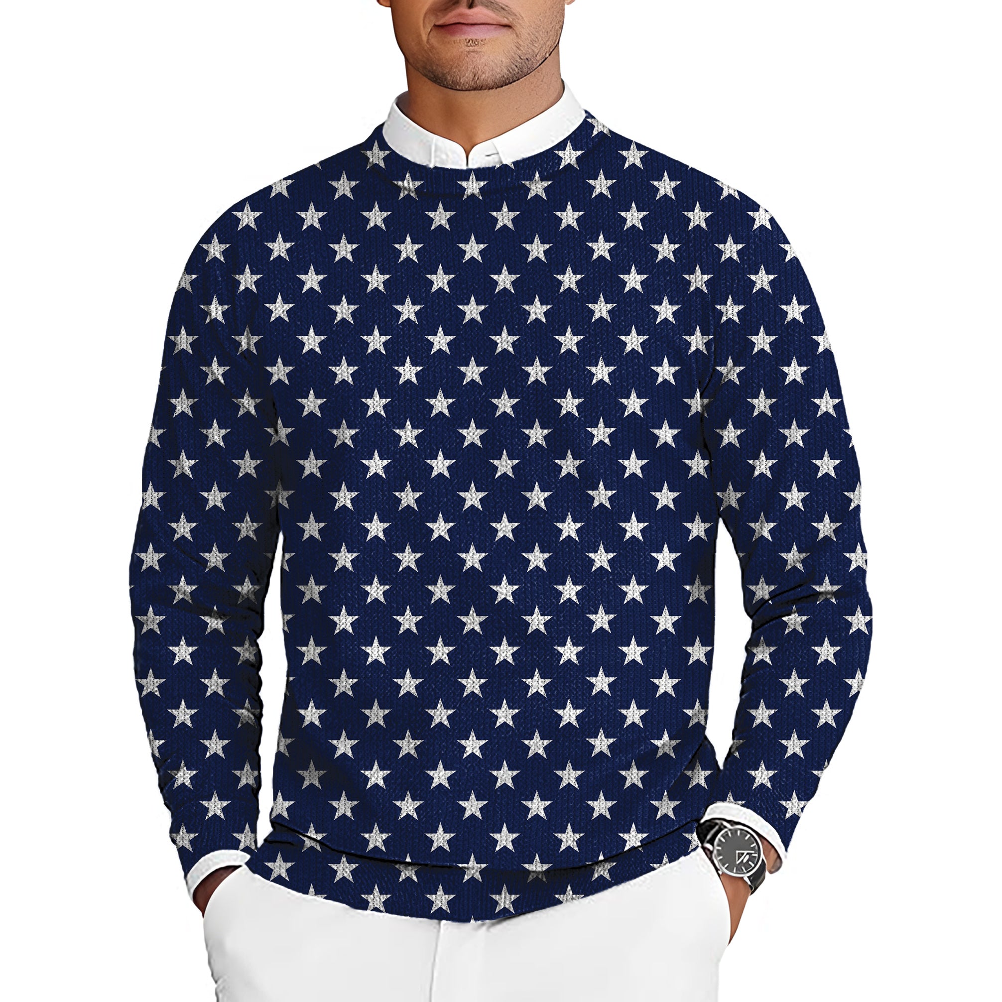 Proud Stars Men's Golf Crewneck Pullover Sweaters Ugly Sweater