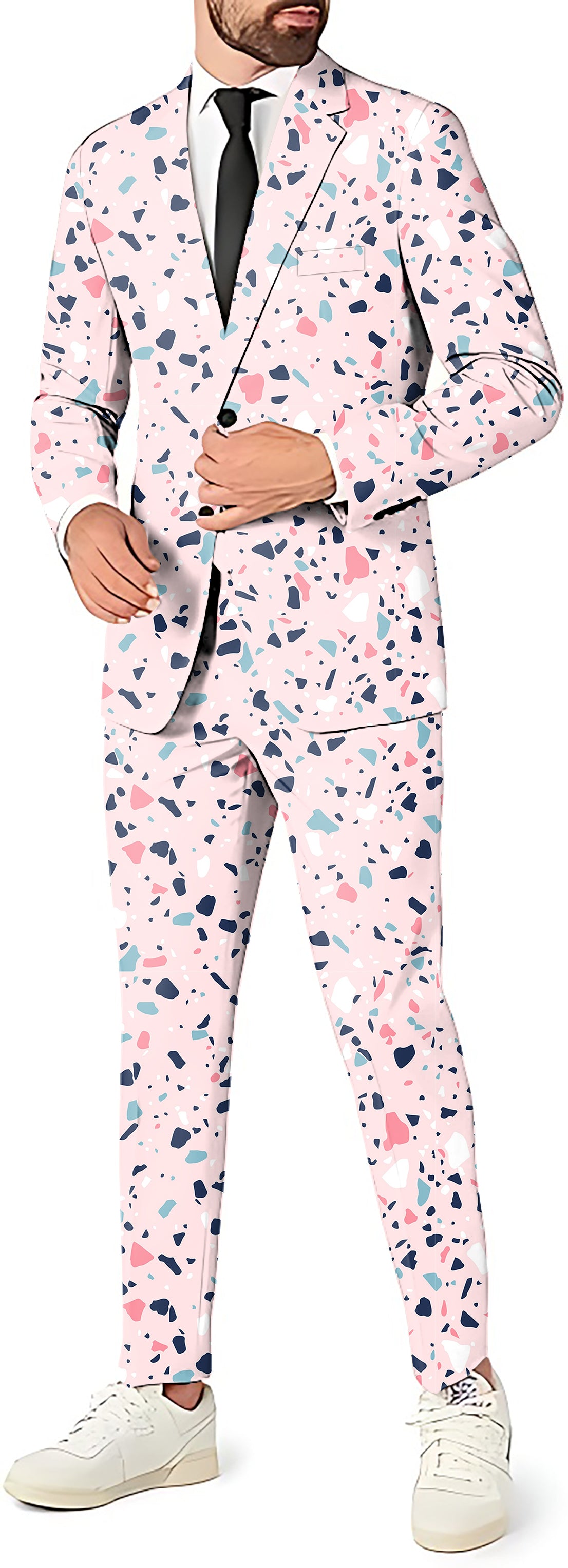 Pink Paint Splatter Men's Party Costumes-Theme Party 2 or 3pcs Suit set-Blazer Pants & Vest