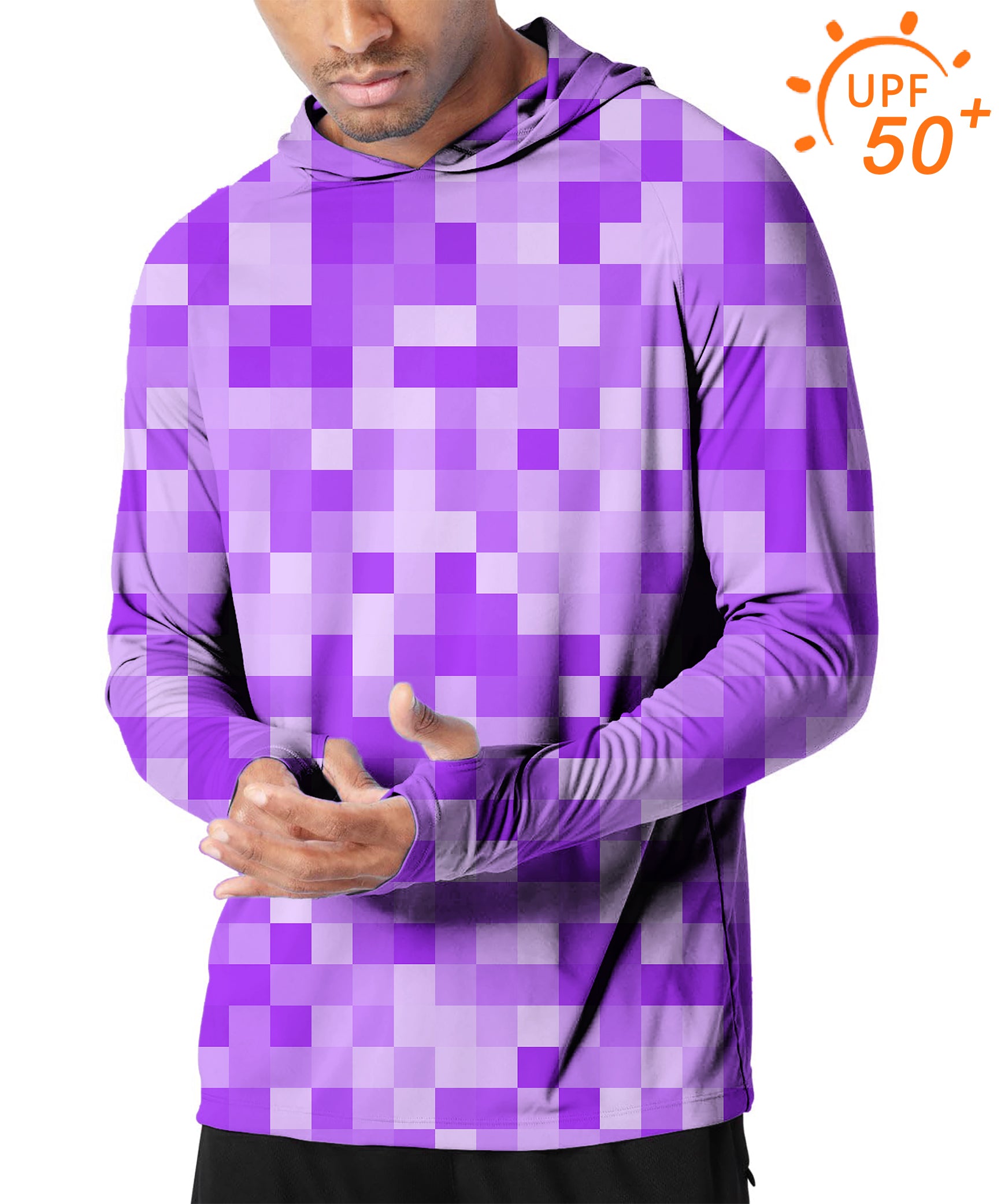 Men's Outdoor Purple Pixel Big Golf Sun Protection Slim Fit  hoodies