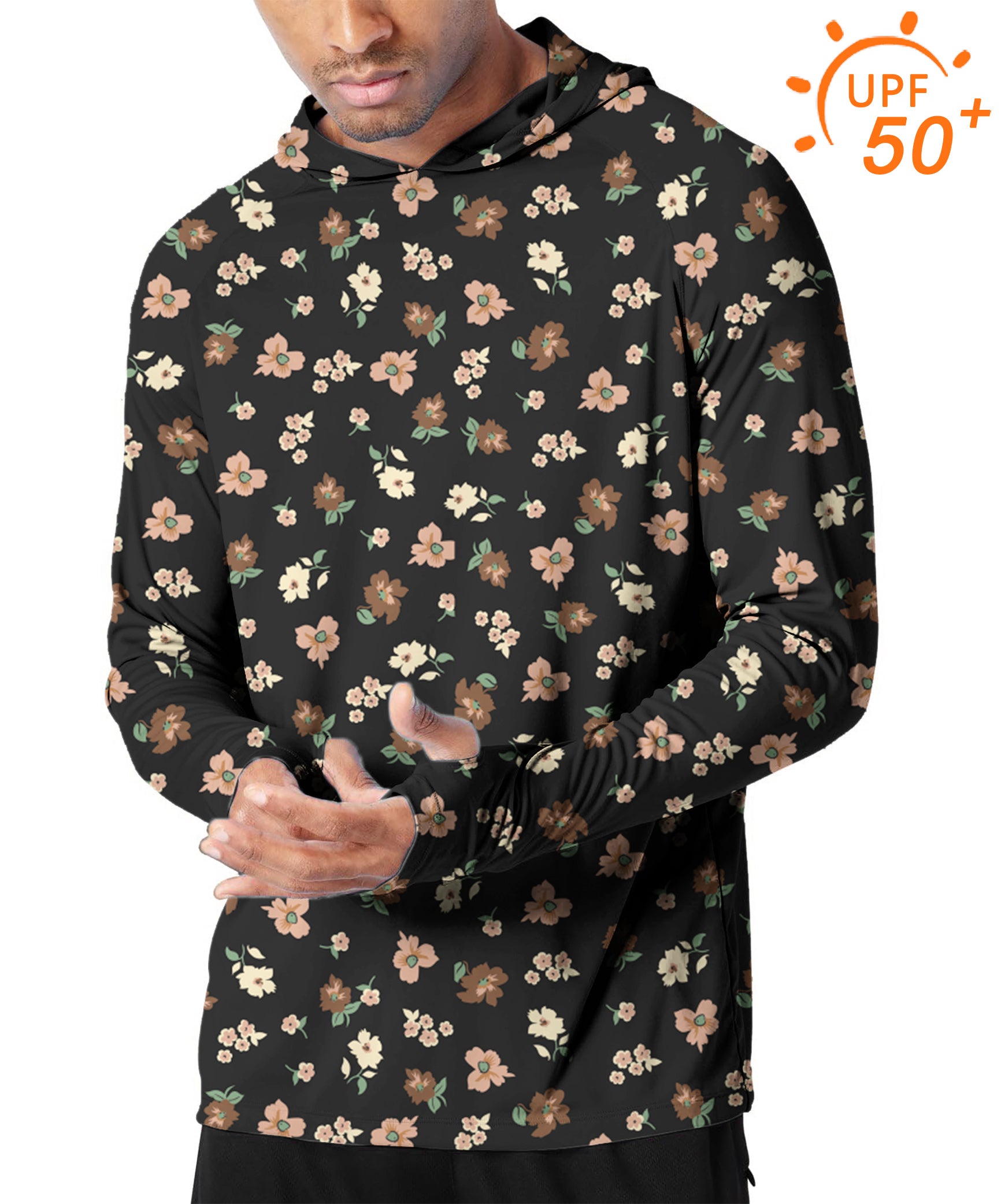 Men's Outdoor black flower Golf Sun Protection Slim Fit  hoodies