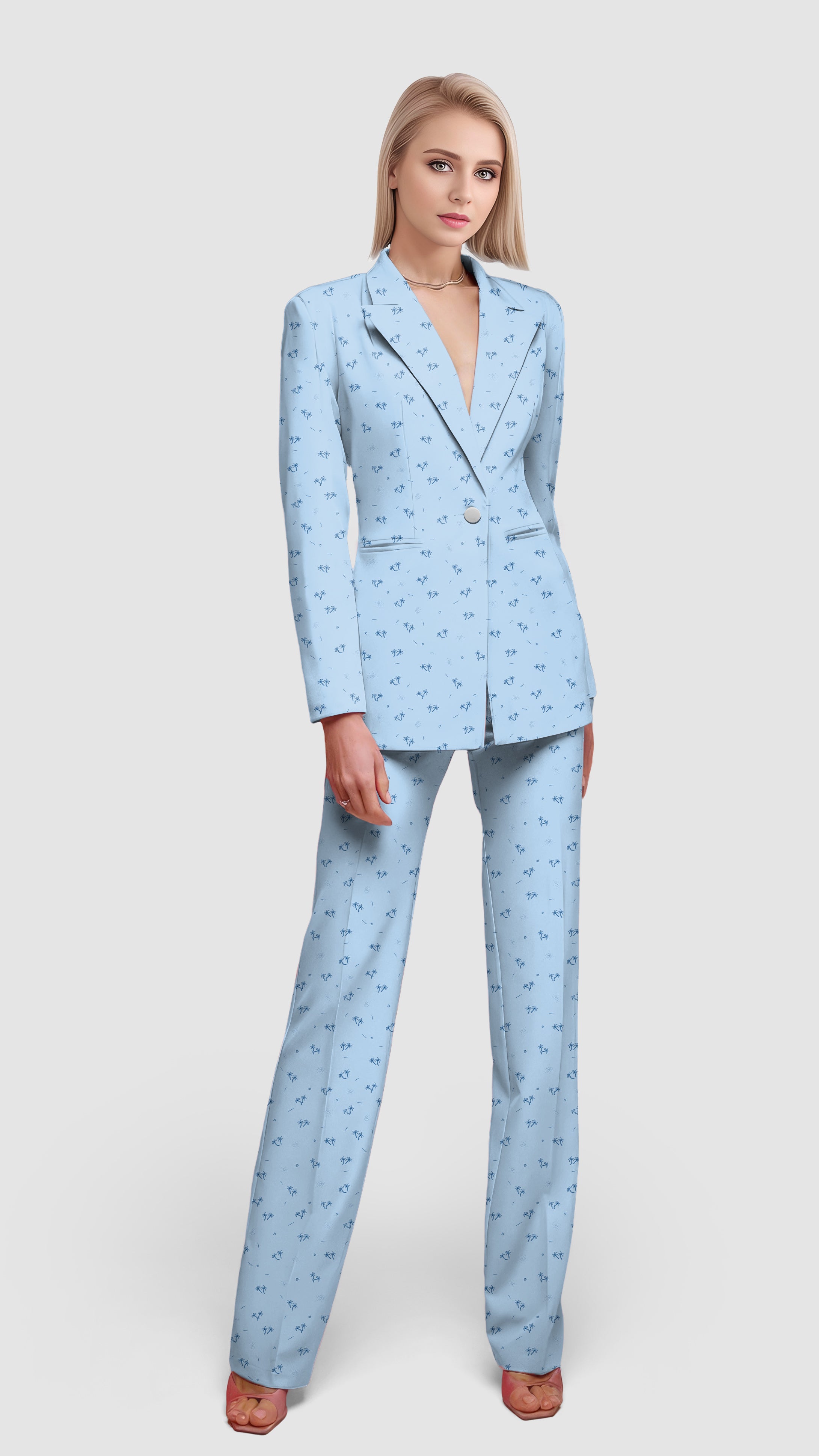 Tropical Palms-Women's Blazer Casual Work Office Blazer Suit set