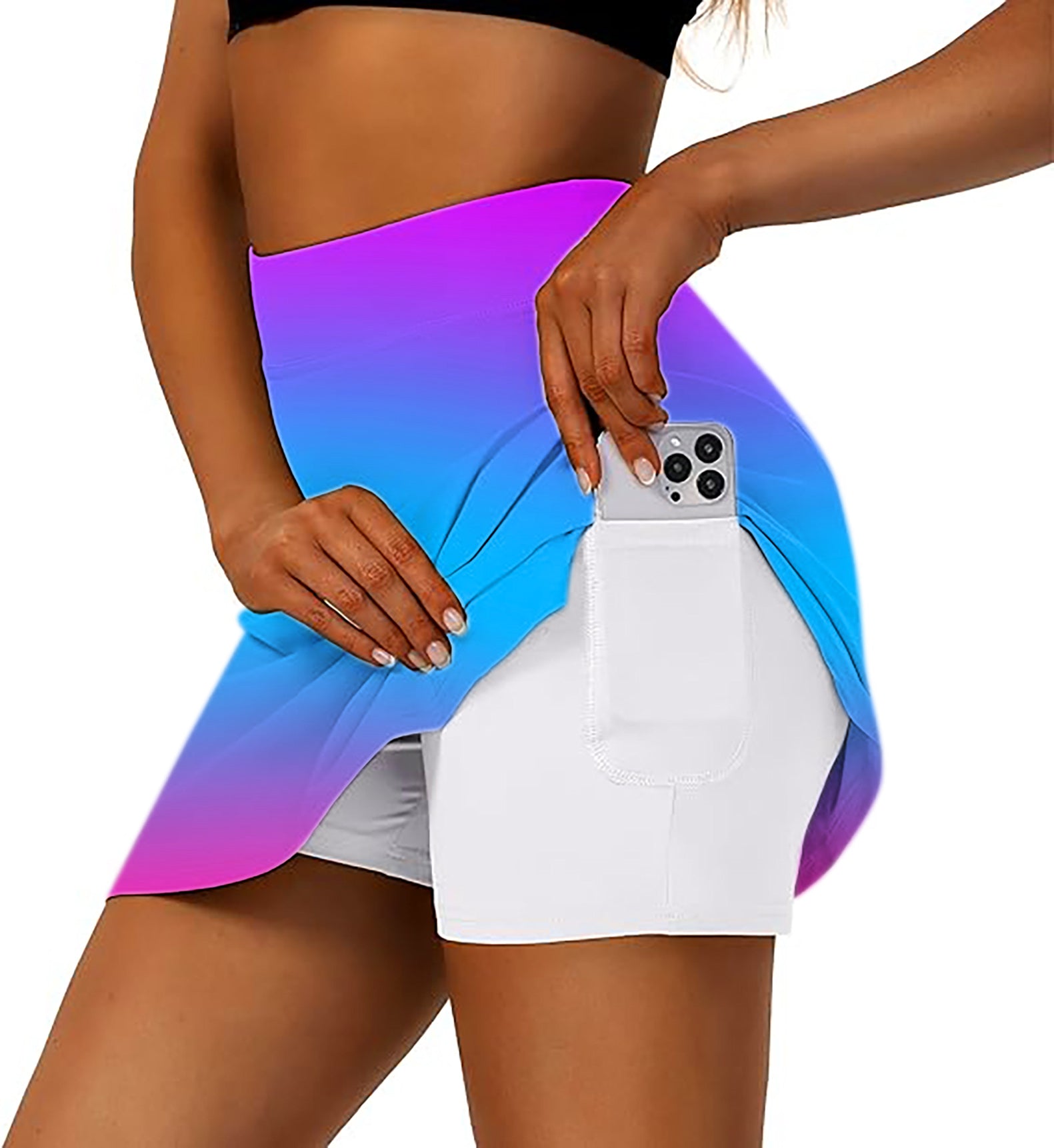 Women's Neon Gradients Golf Skirts Inner Shorts Pocket