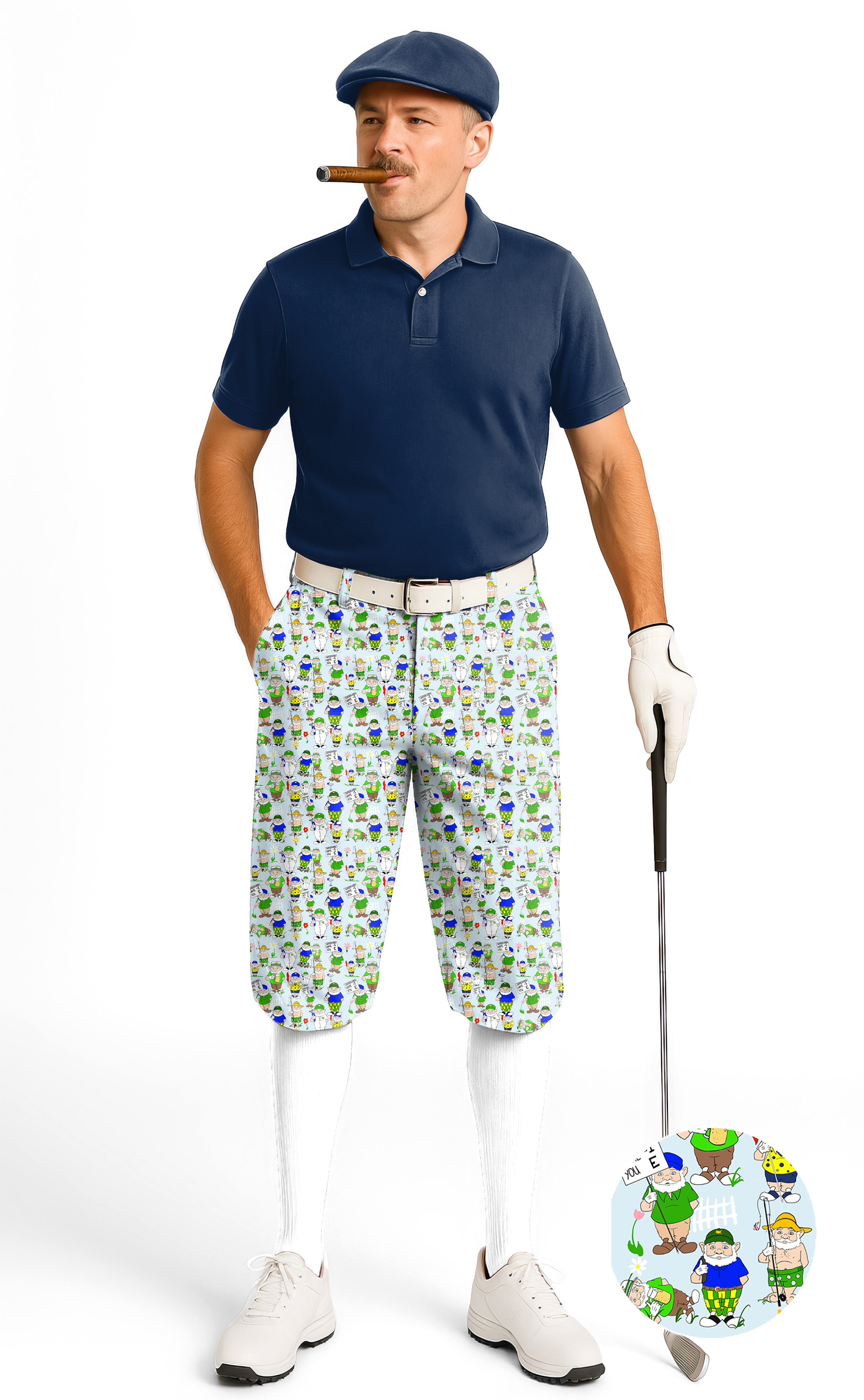 Gnome Garden Open Designer style Men's Golf Knickers Pants