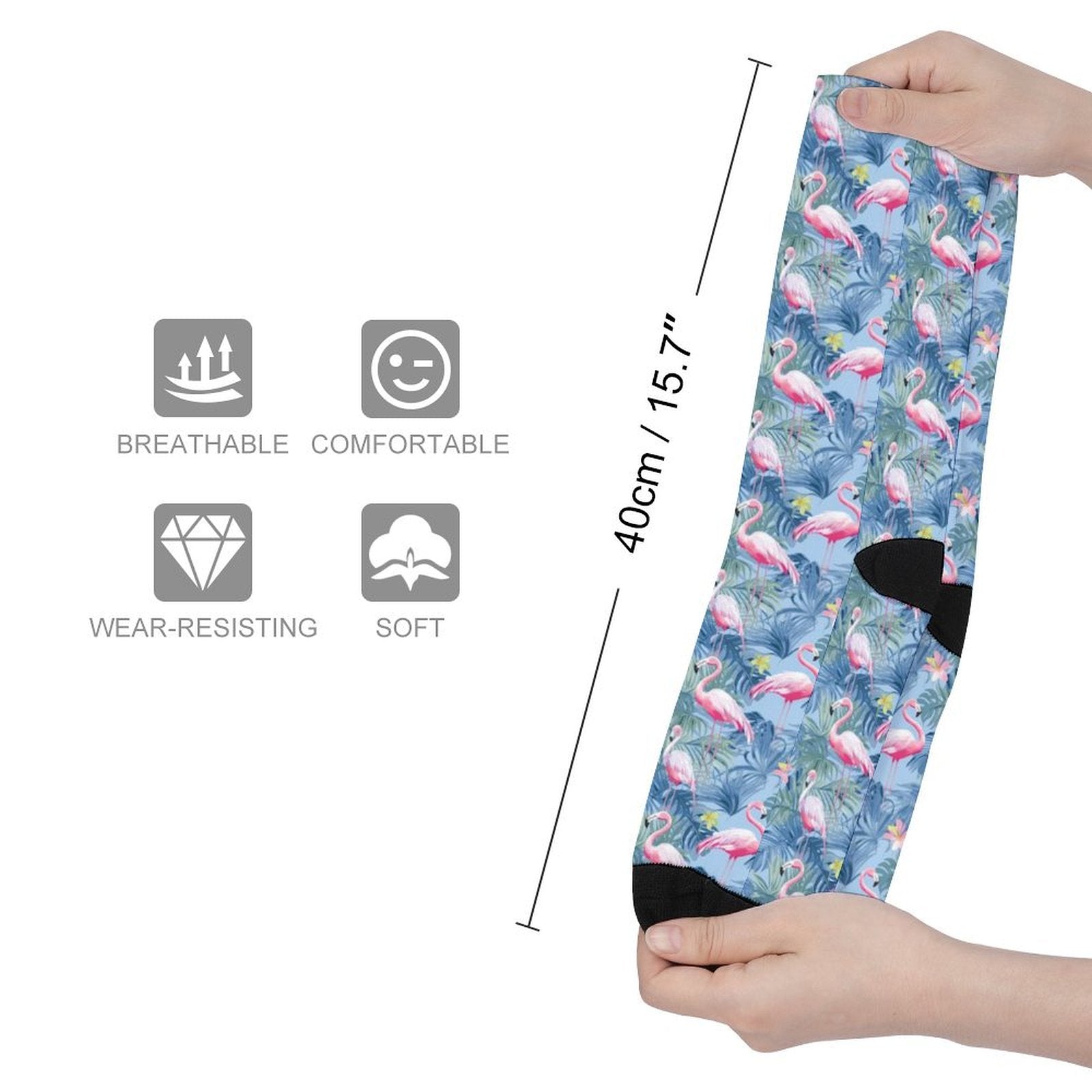 Tropical birds pink flamingo Prined socks Gifts for Men Women