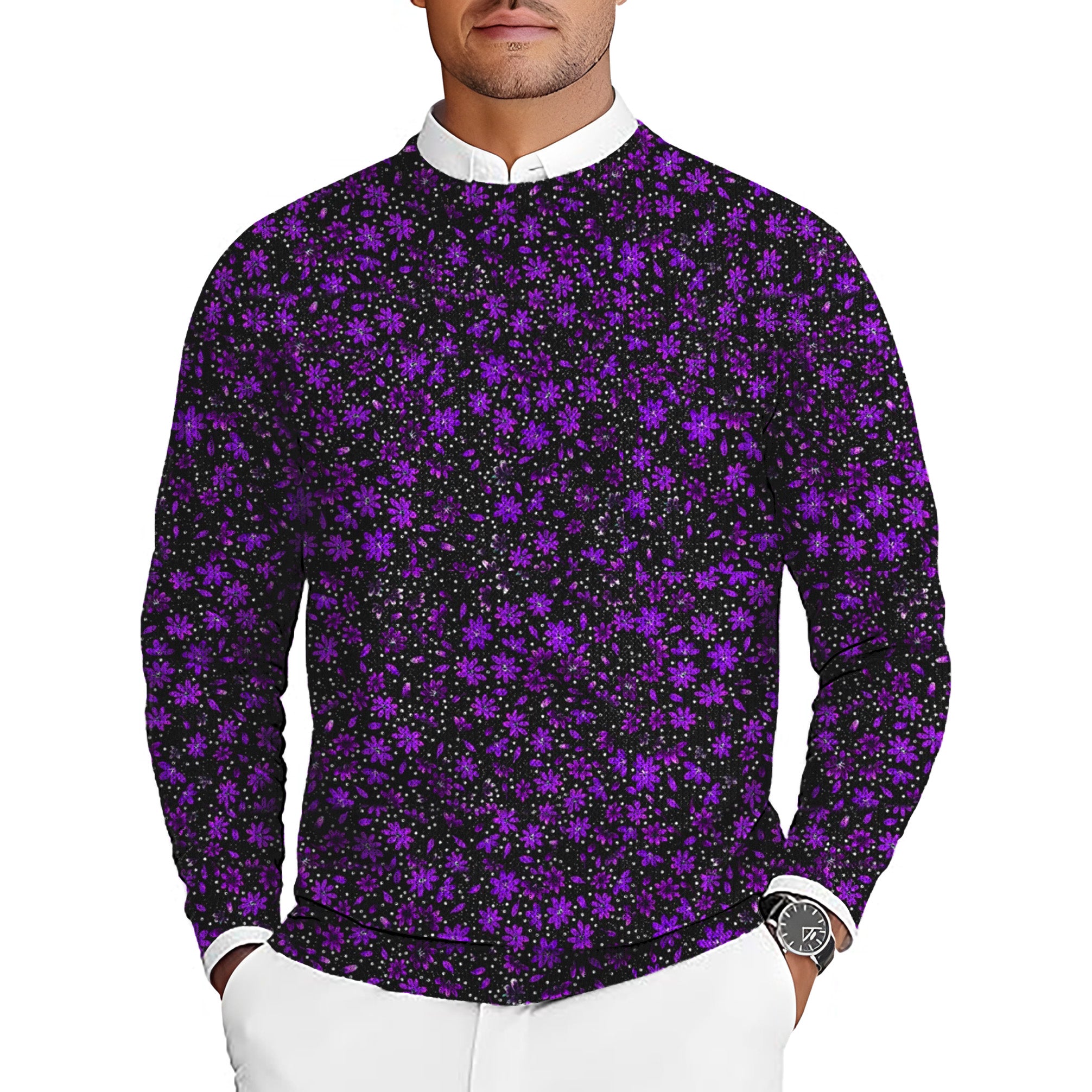 Infinite Daisy Men's Golf Crewneck Pullover Sweaters Ugly Sweater