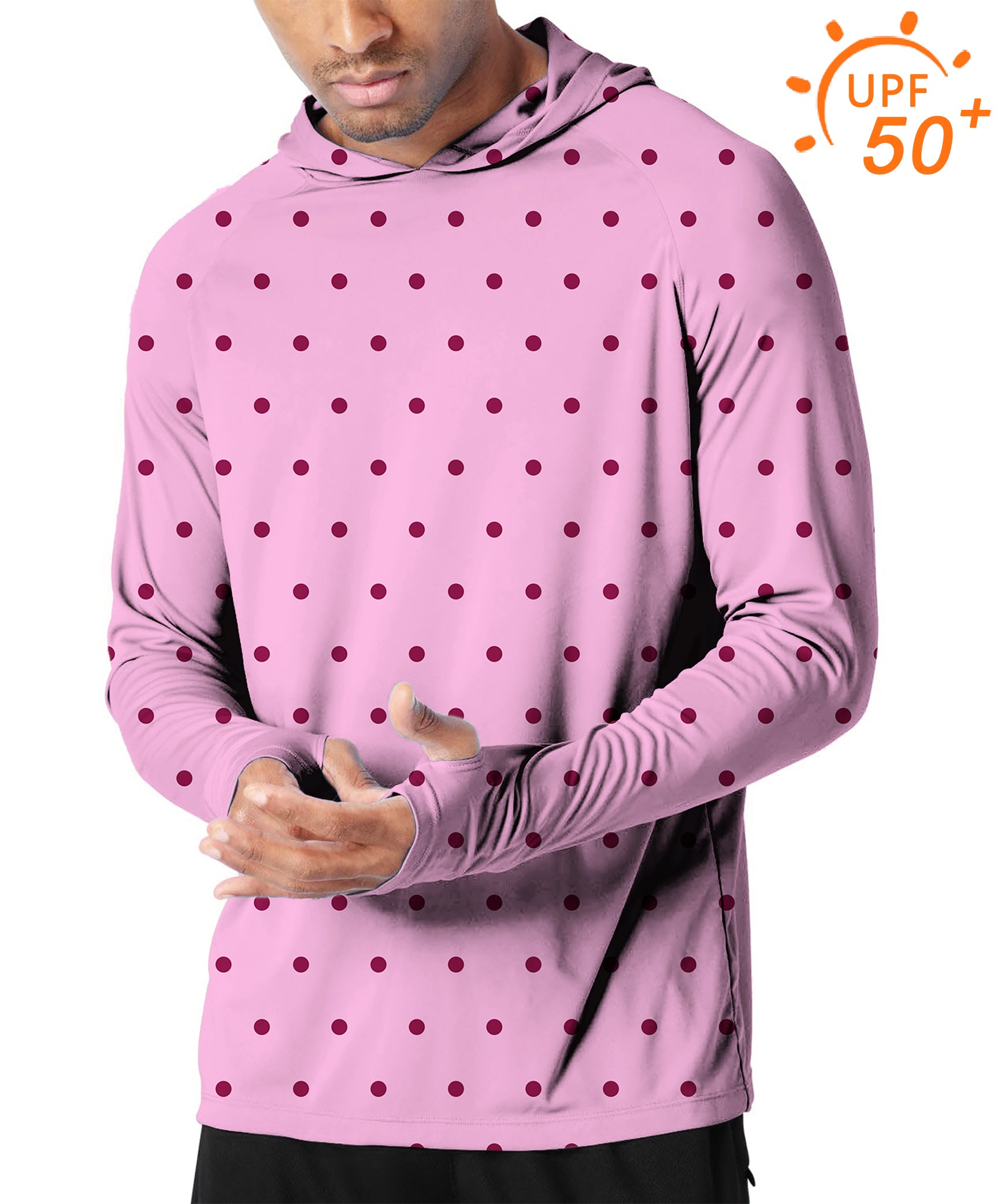 Men's Outdoor Pink Polka Dots Golf Sun Protection Loose Fit  hoodies