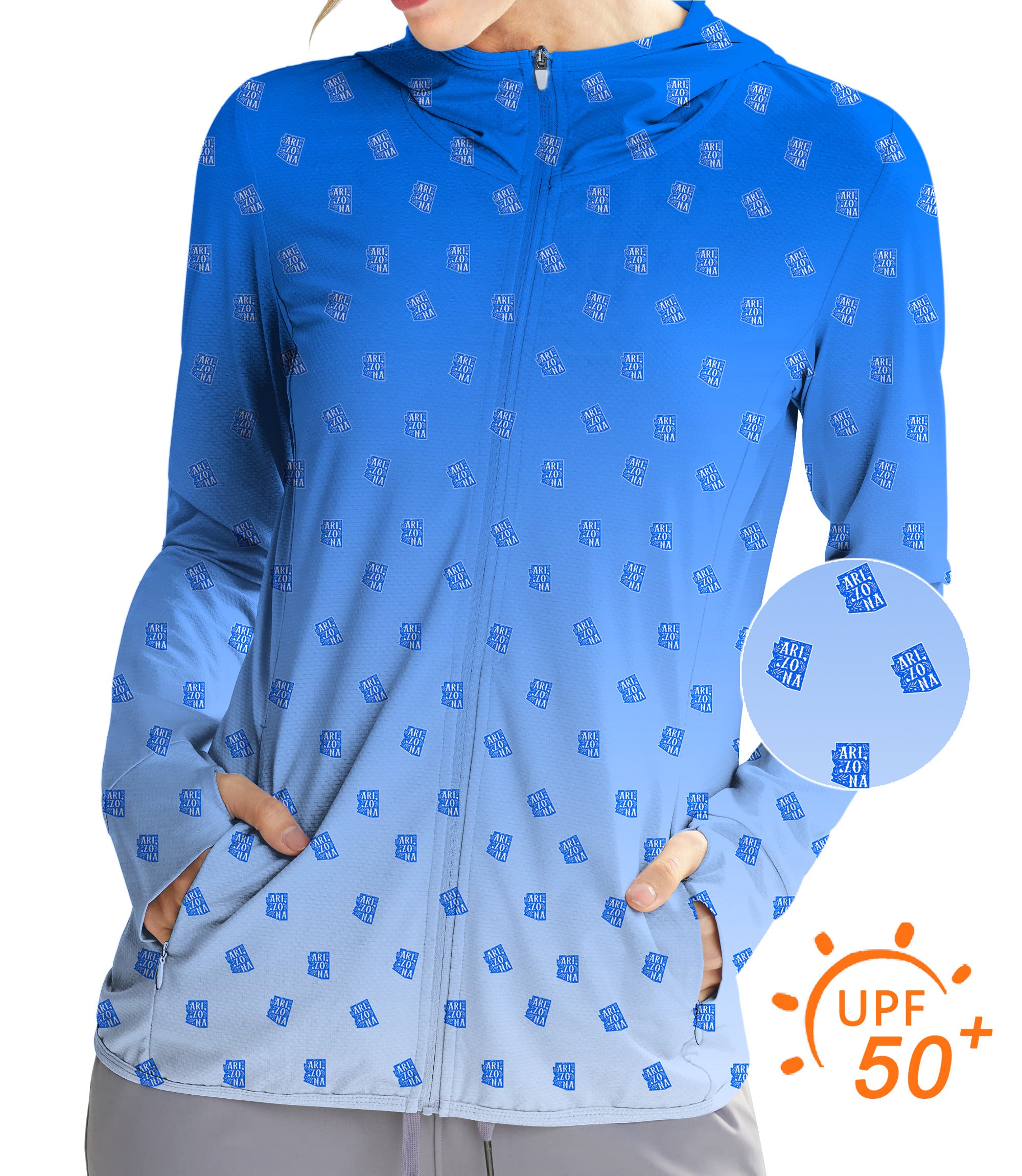 Women's Outdoor Blue Arizona Golf Sun Protection Slim Fit zip hoodies