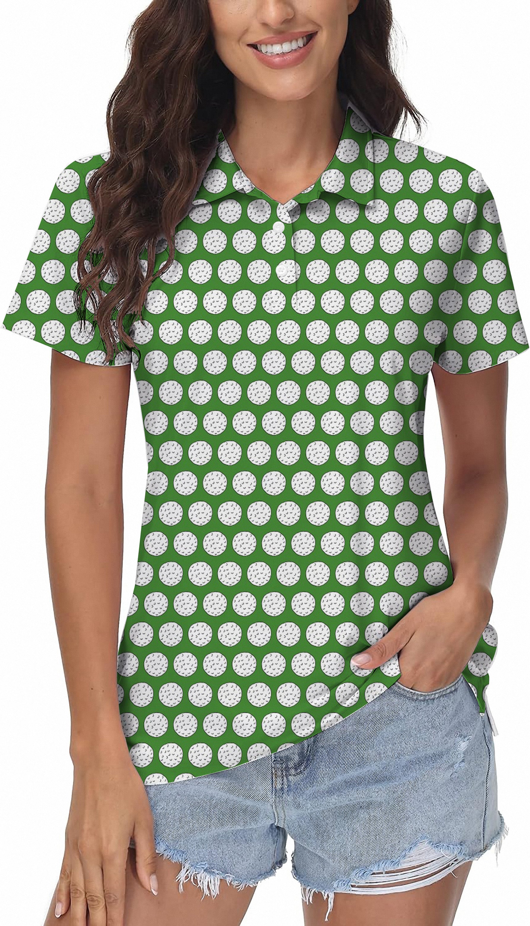 green ball Women's Golf Polo