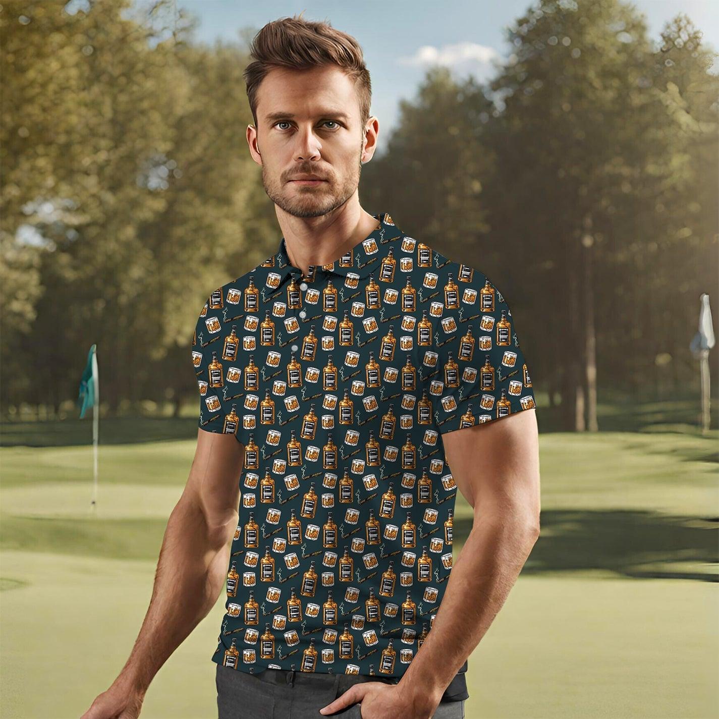 Men Whiskey cigars Golf Party All Bodies Golf Polo