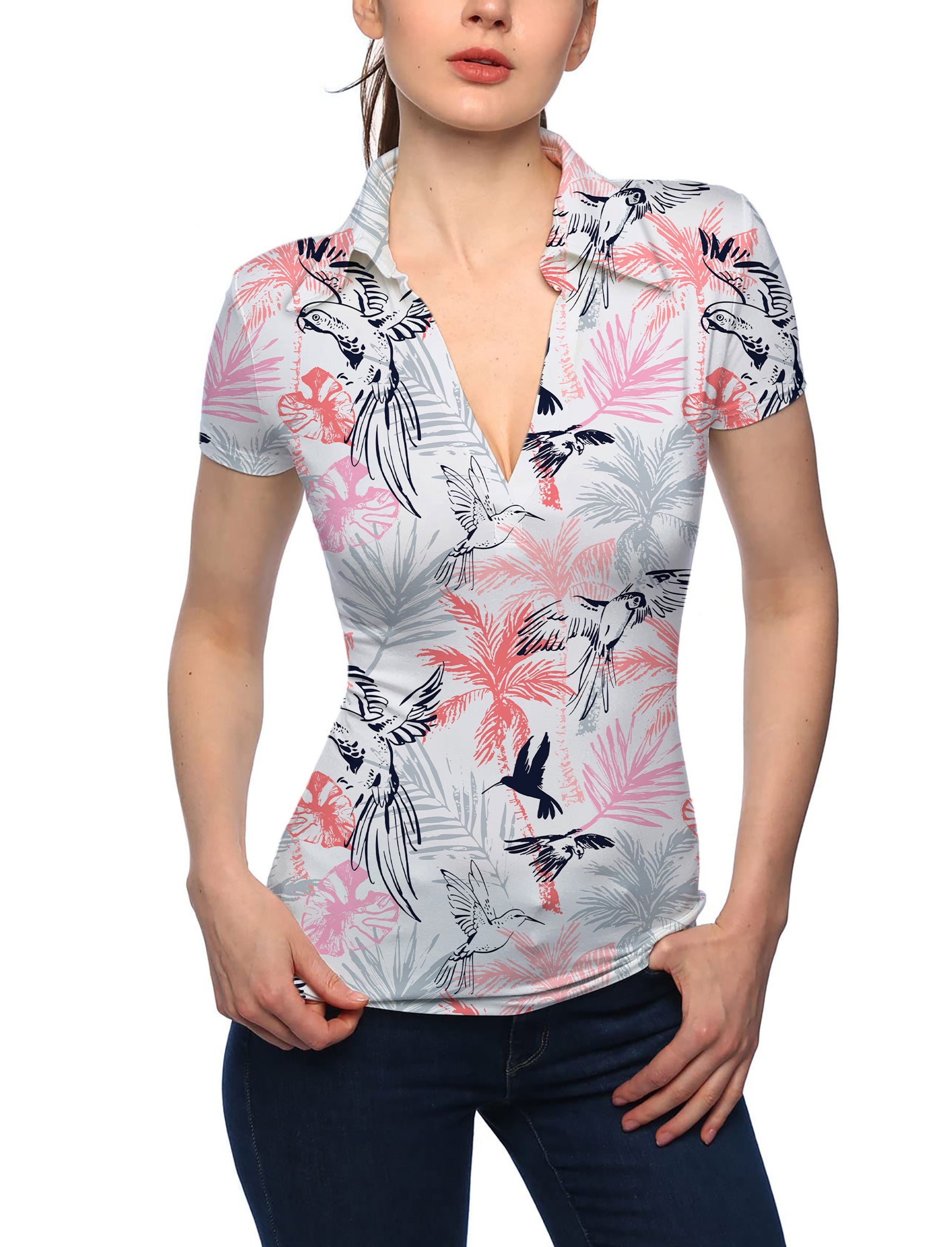 Women's Birdie Bliss V Neck Golf Polo