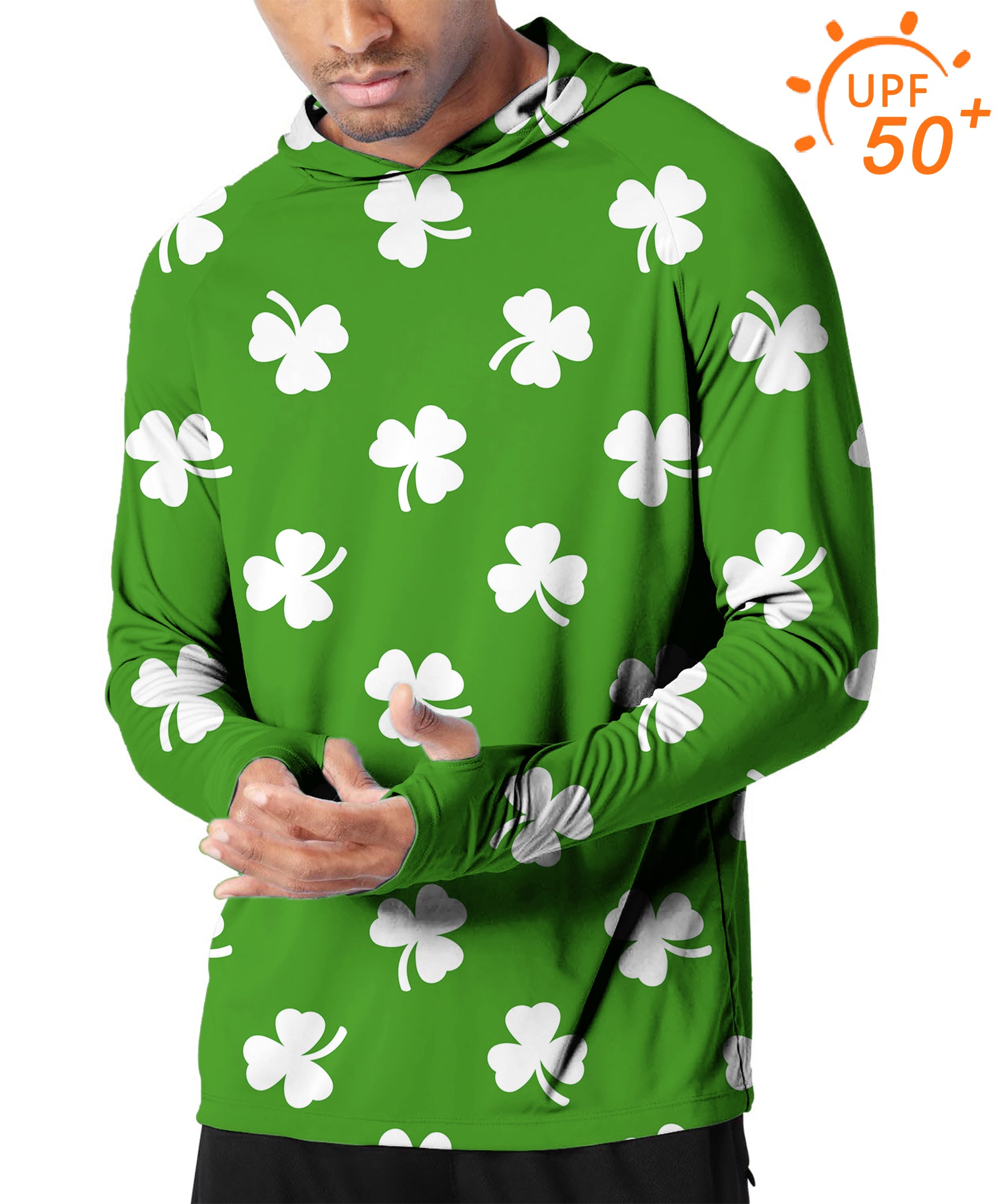 Men's Outdoor Leaf clover St. Patrick's Day Golf Sun Protection Slim Fit  hoodies