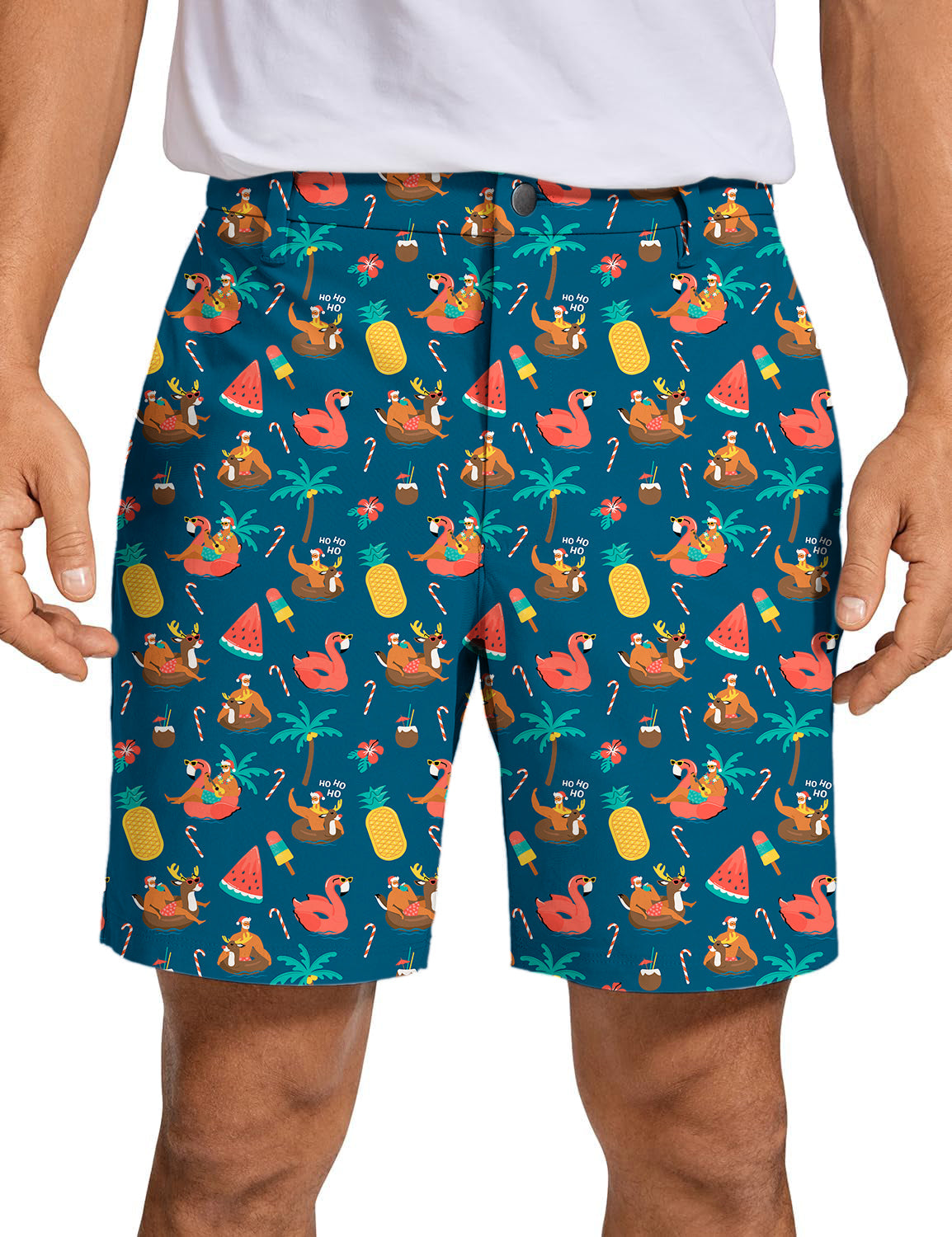 Men's Christmas Santa reindeer Summer Golf Shorts