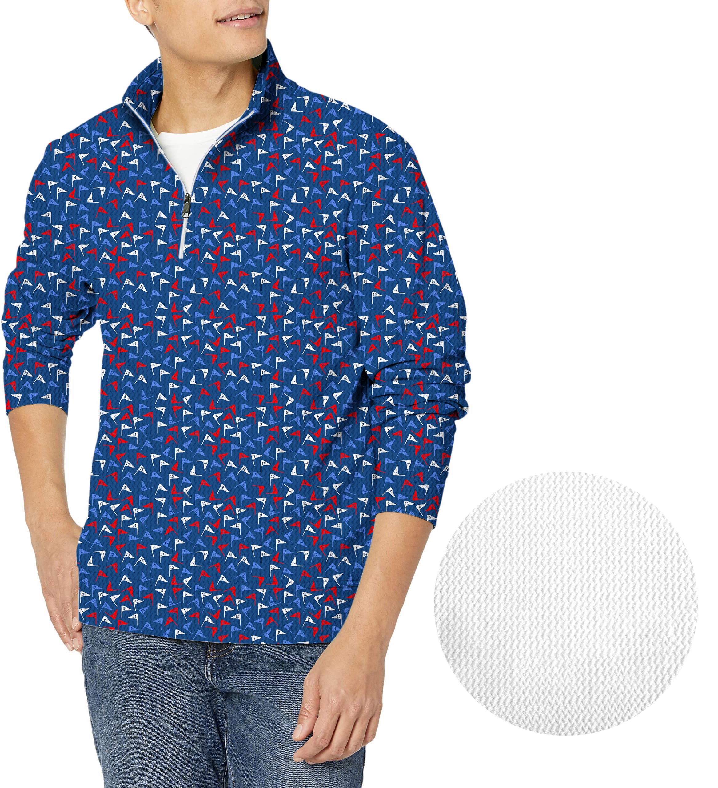 Flag Tap-Men's Golf Waffle Zipper Pullover