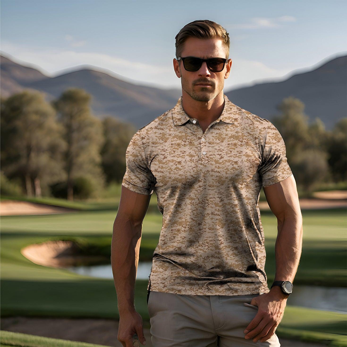 Men's golf polo Desert Camo