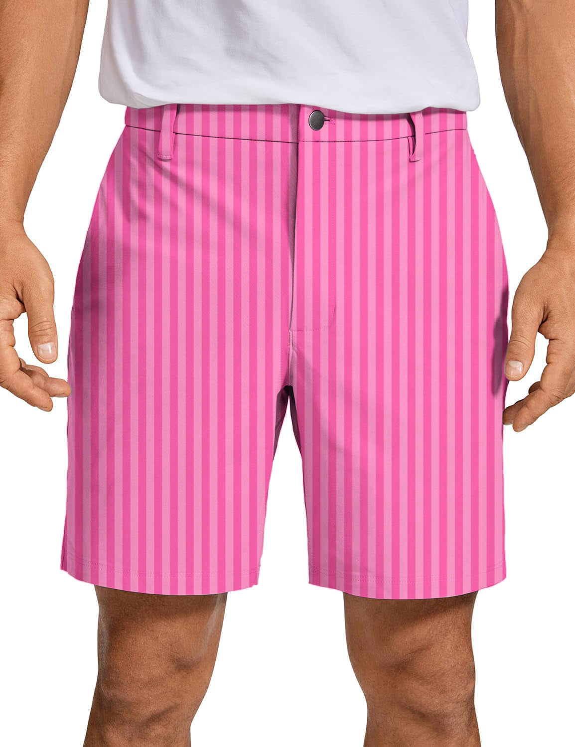 Men's Pink Stripe Golf Shorts