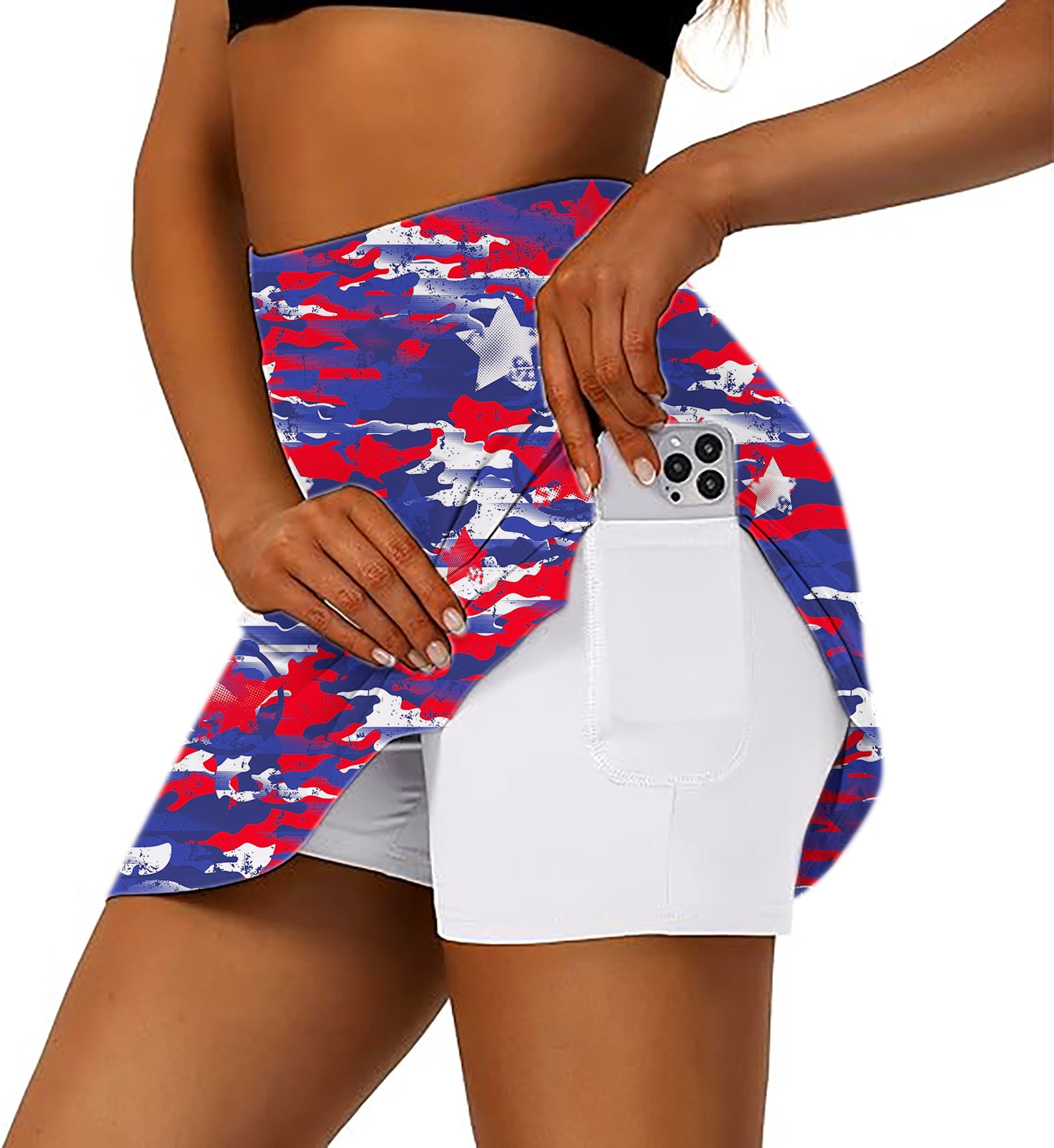 USA camo Women's Athletic Golf Skorts Flared Skirts