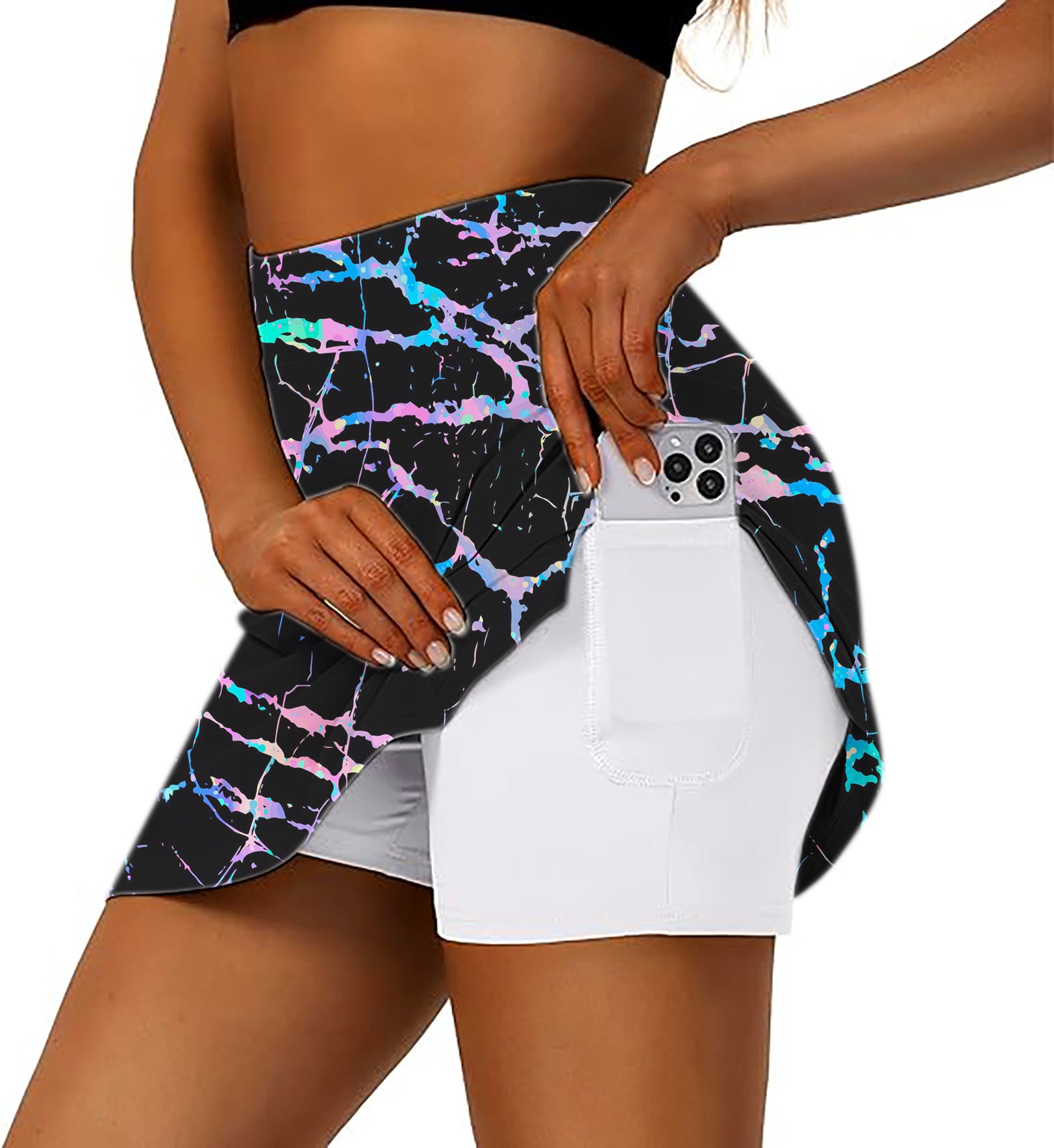 Women's Rainbow Lightning Golf Skirts Inner Shorts Pocket