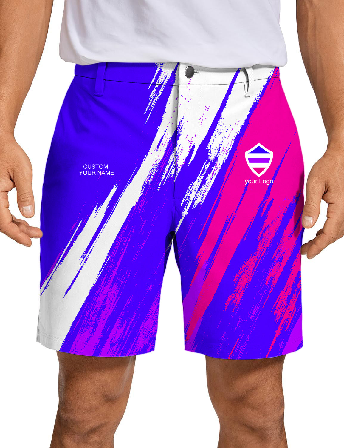 Men blue purple pink sport Team Golf Shorts