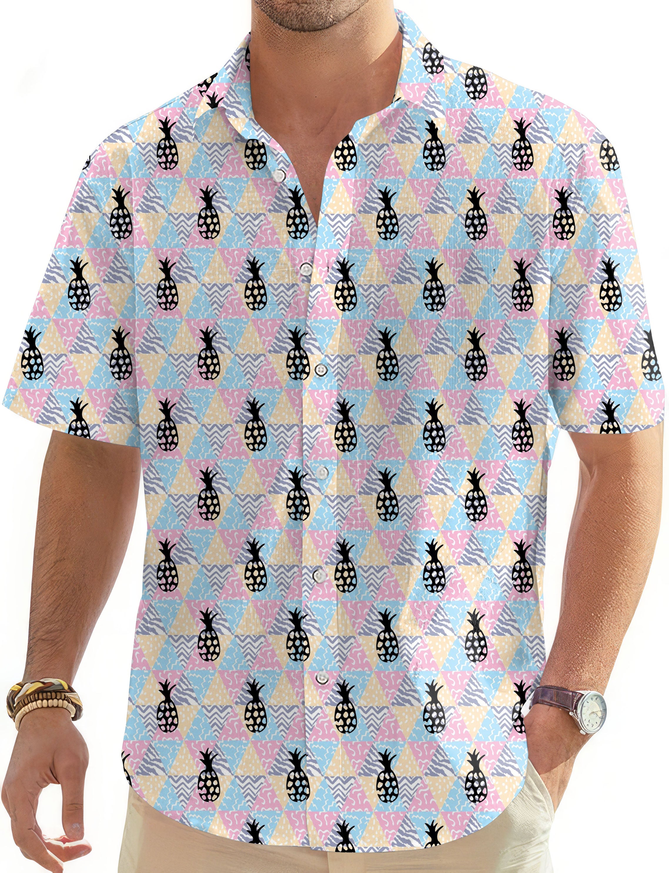 Pineapple Paradise-Men's Golf Hawaiian Shirts Button Down Shirt