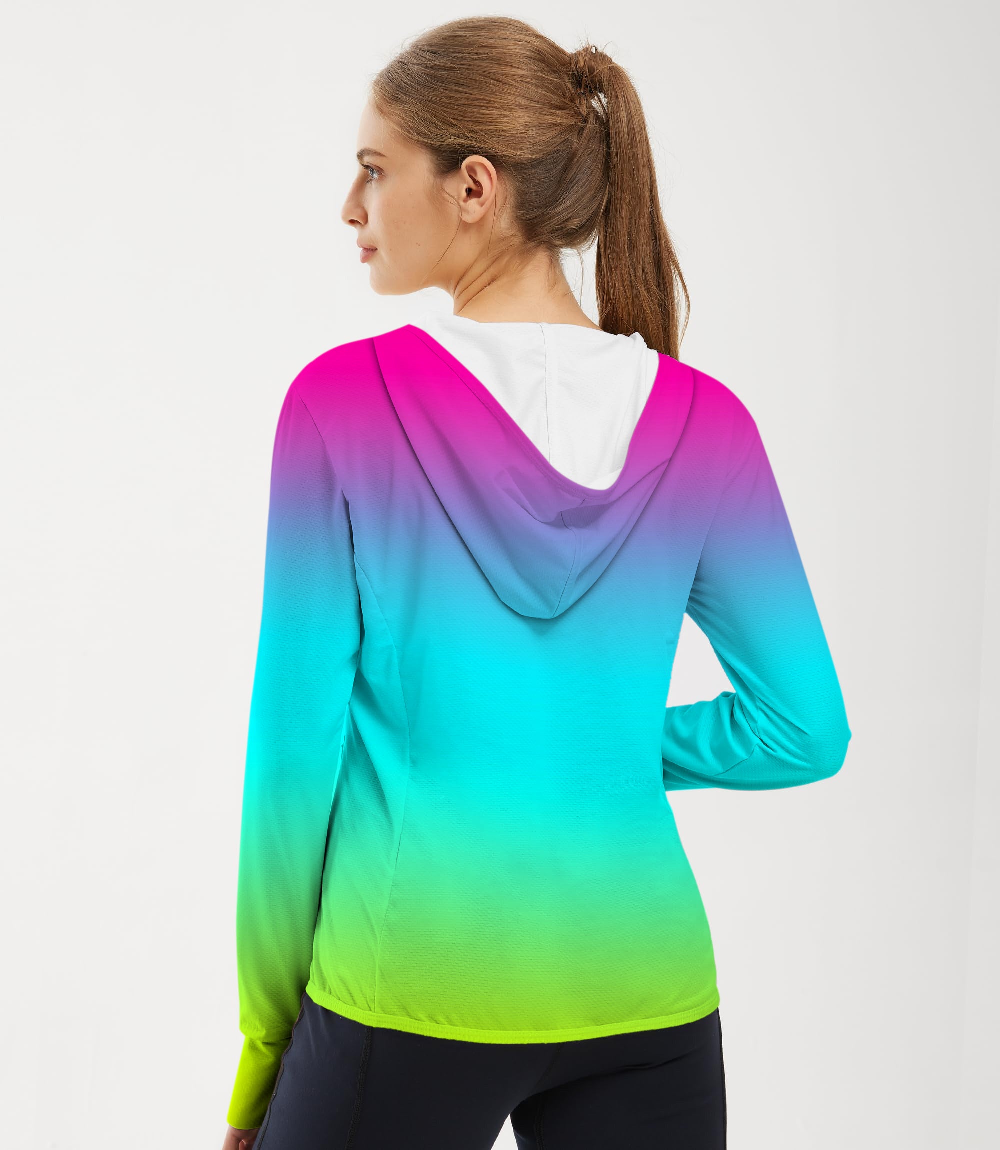Women's Outdoor Neon Gradients Golf Sun Protection Slim Fit zip hoodies