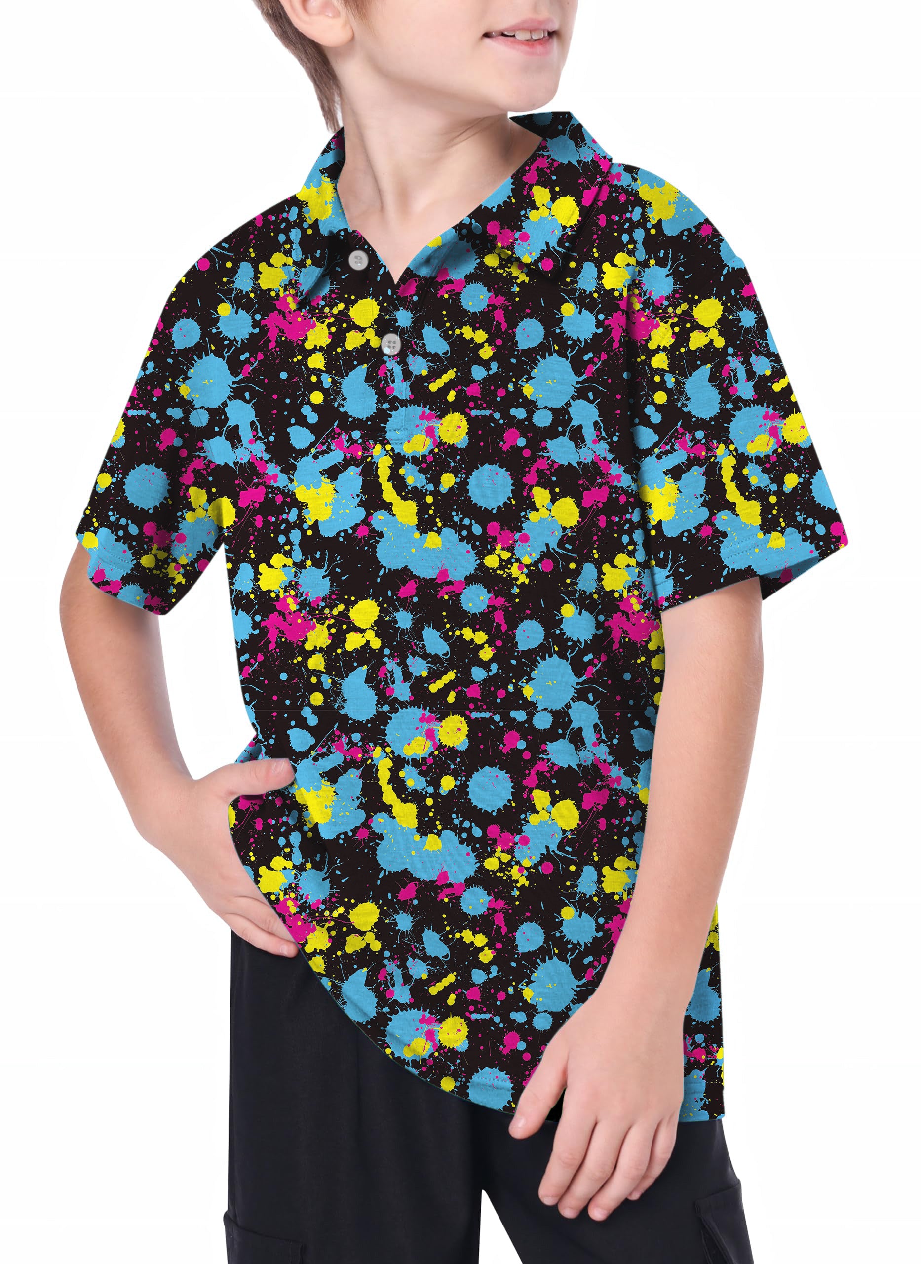 Youth Paint Splatter Golf Polo