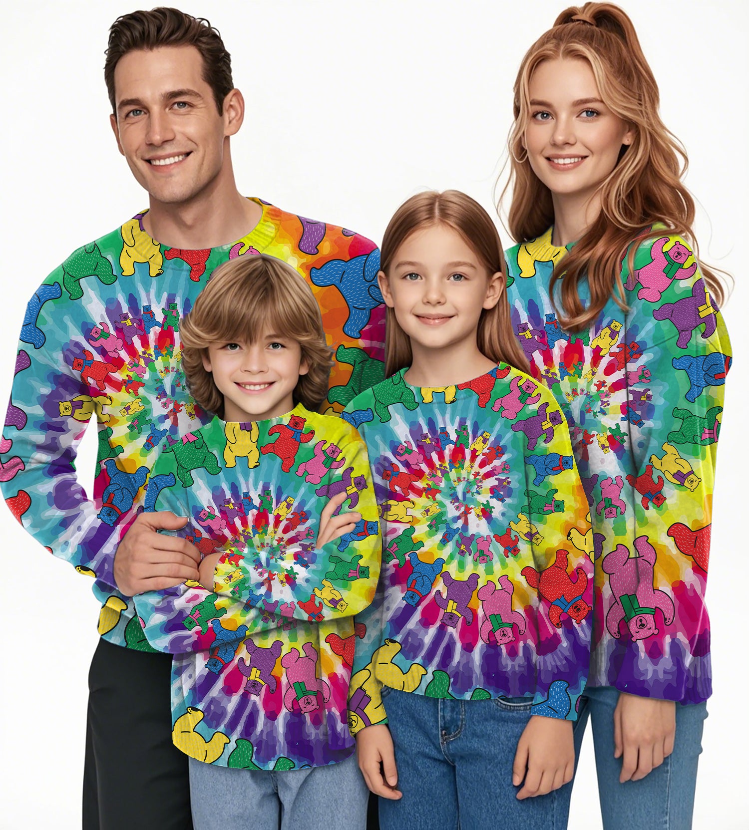 Kaleidoscope Bear Crewneck Pullover Ugly Sweater Men Women boy girl family
