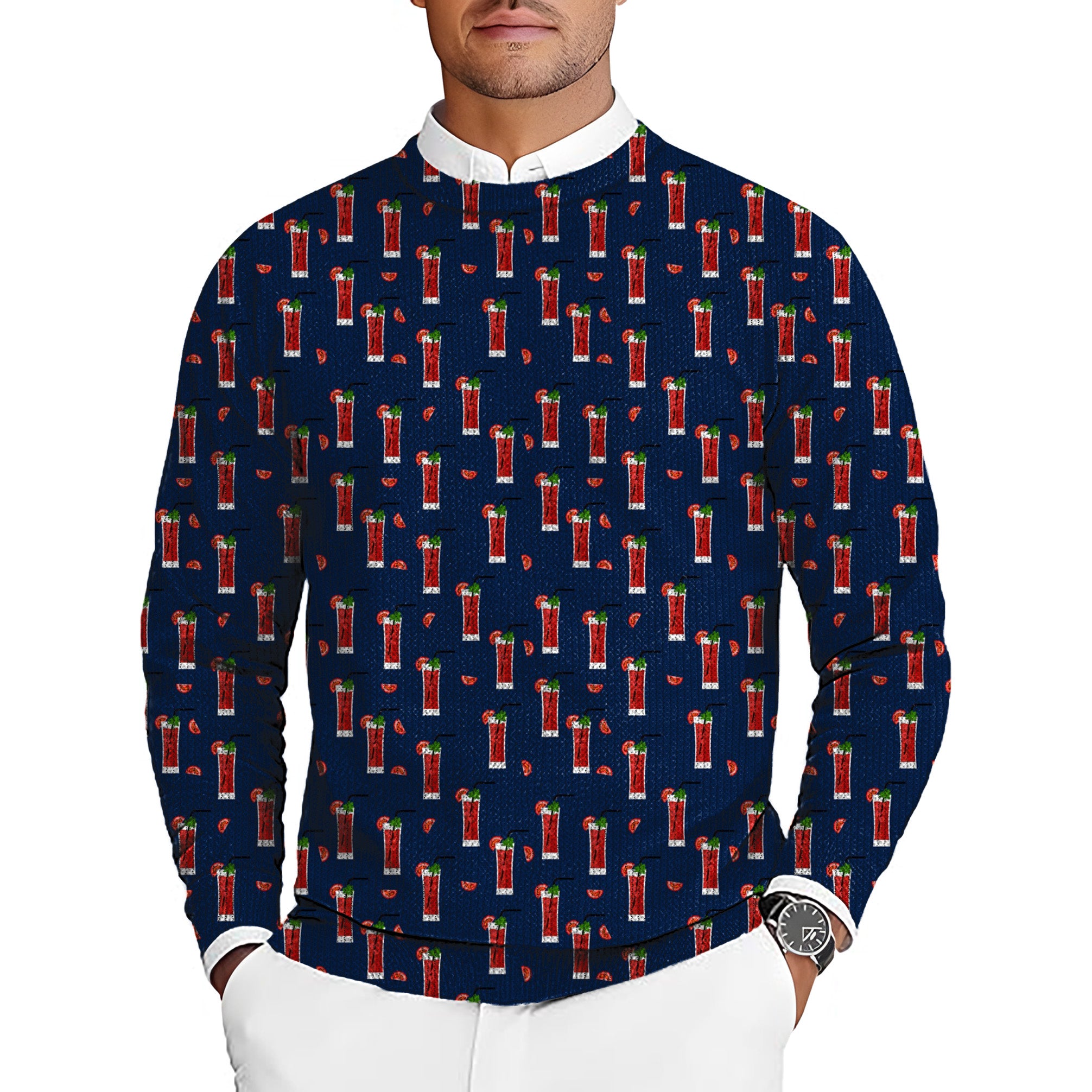 Bloody Mary Men's Golf Crewneck Pullover Sweaters Ugly Sweater