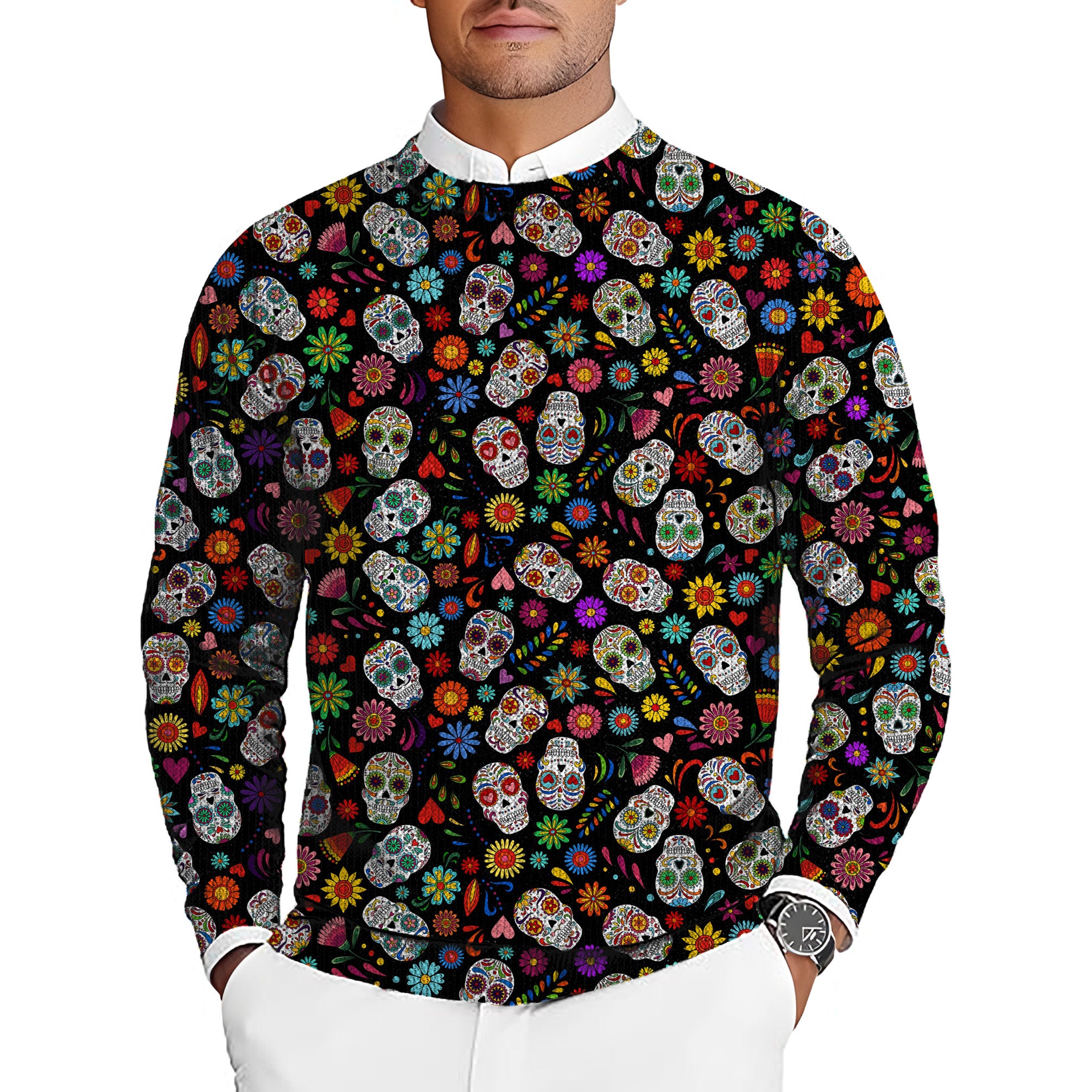 FIESTA FEELING Men's Golf Crewneck Pullover Sweaters Ugly Sweater