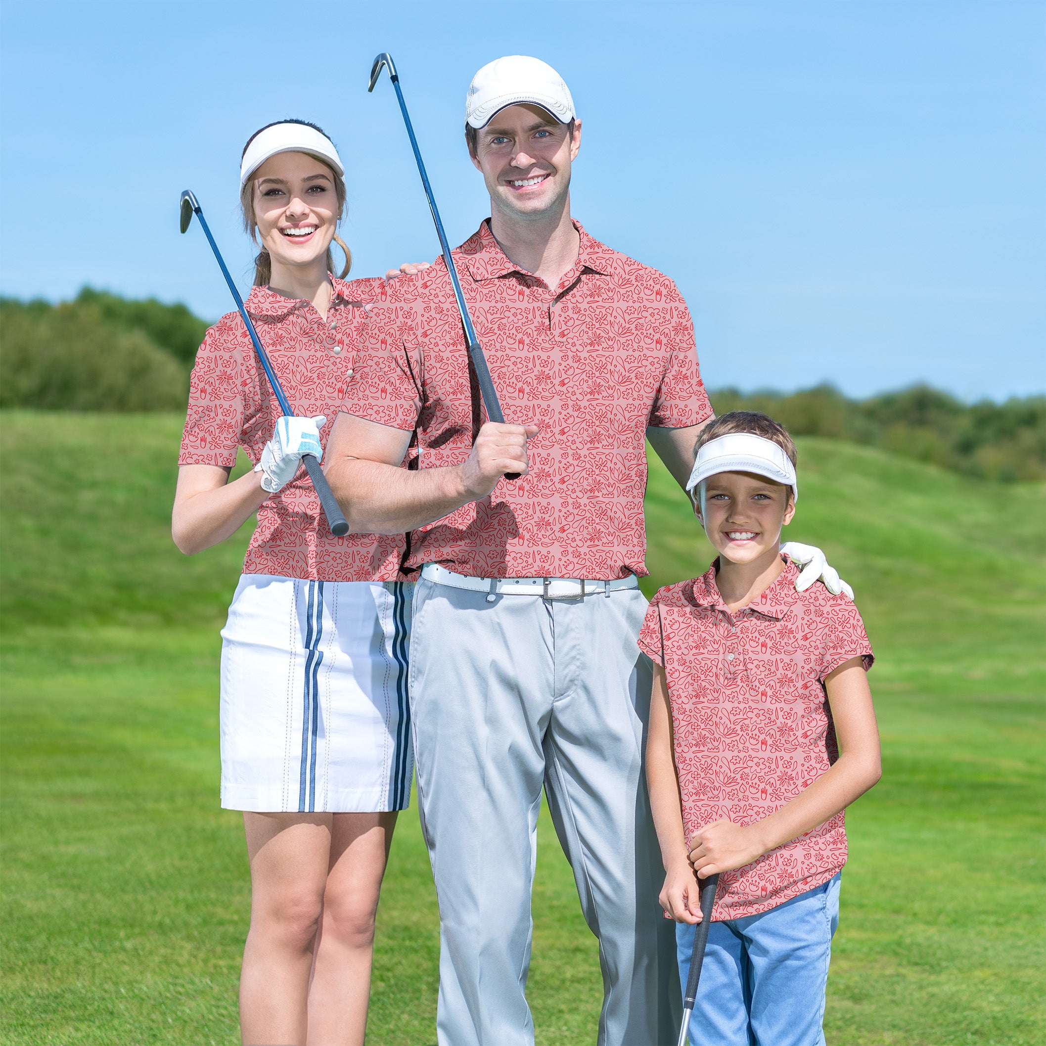 Family Simple Pink Flower Drawing set Golf Championship Trophy tournament