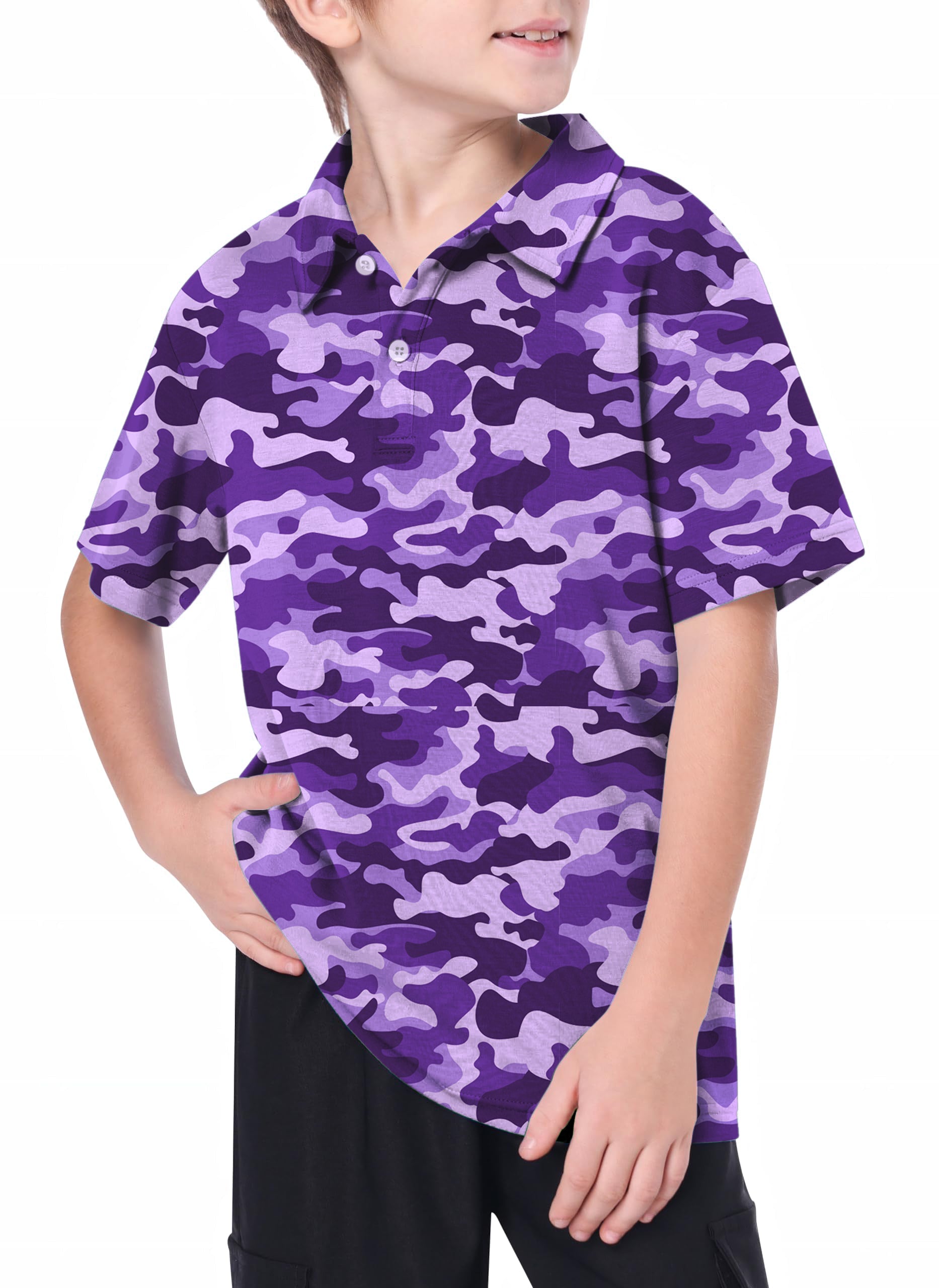 Youth Purple Camo Golf Polo