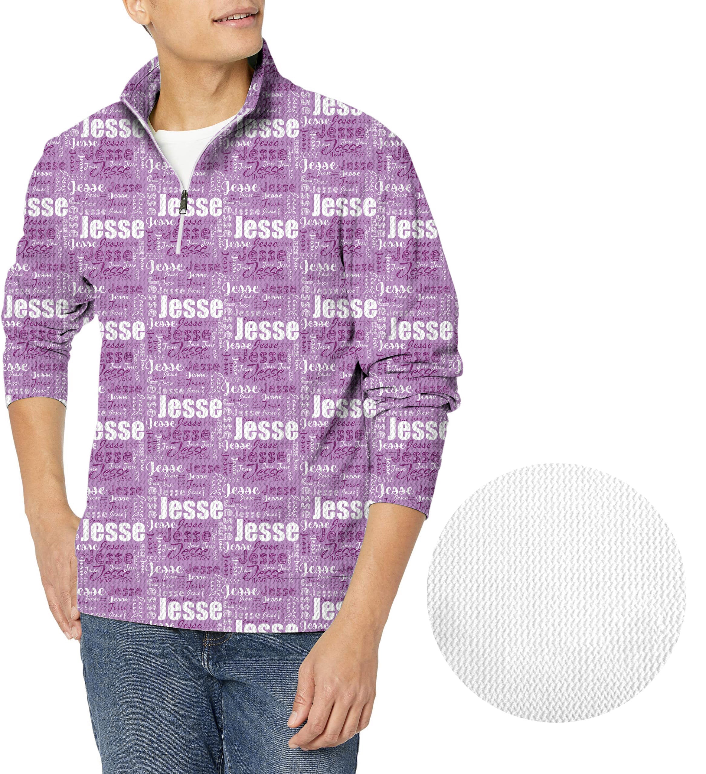 Custom name amethyst-Men's Golf Waffle Zipper Pullover