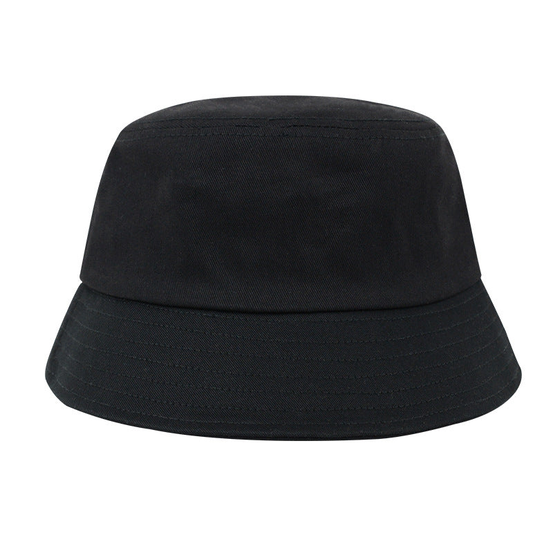 Black khaki bucket hat, plain with durable cotton fabric, casual style for sun protection and comfortable fit.