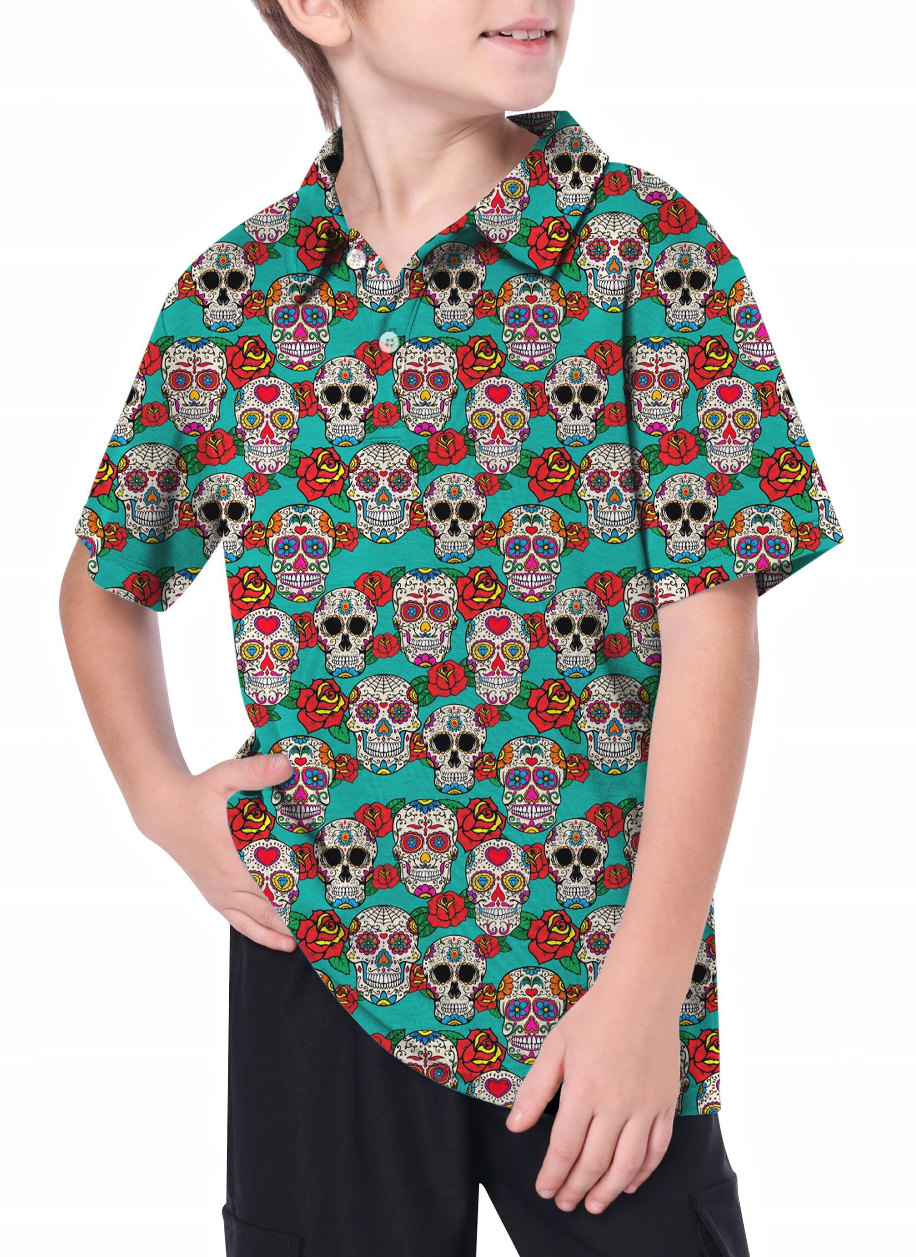 Youth Skull and Rose Golf Polo