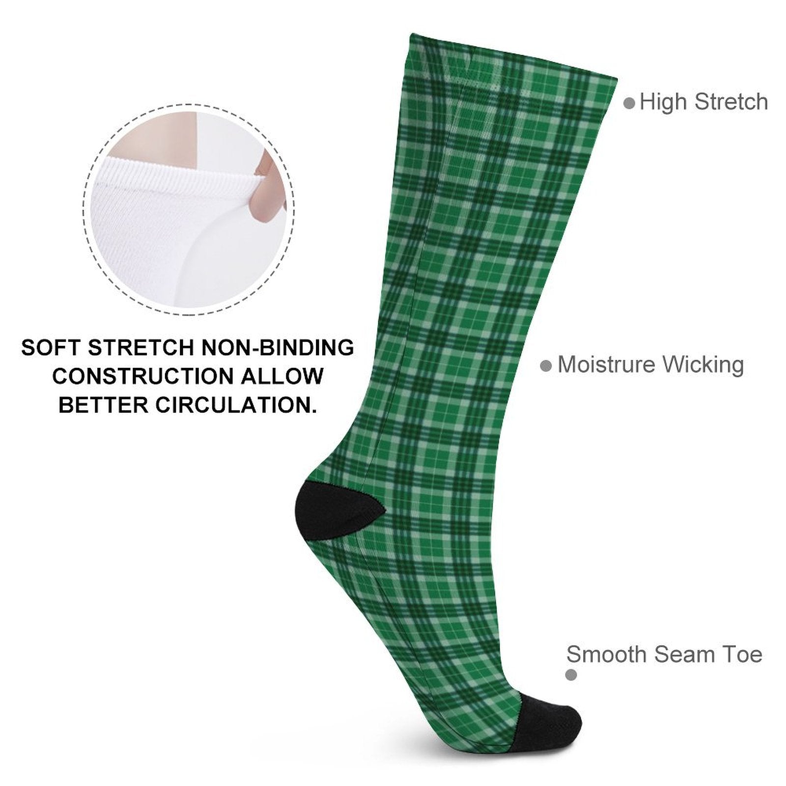 Green grid Prined socks Gifts for Men Women