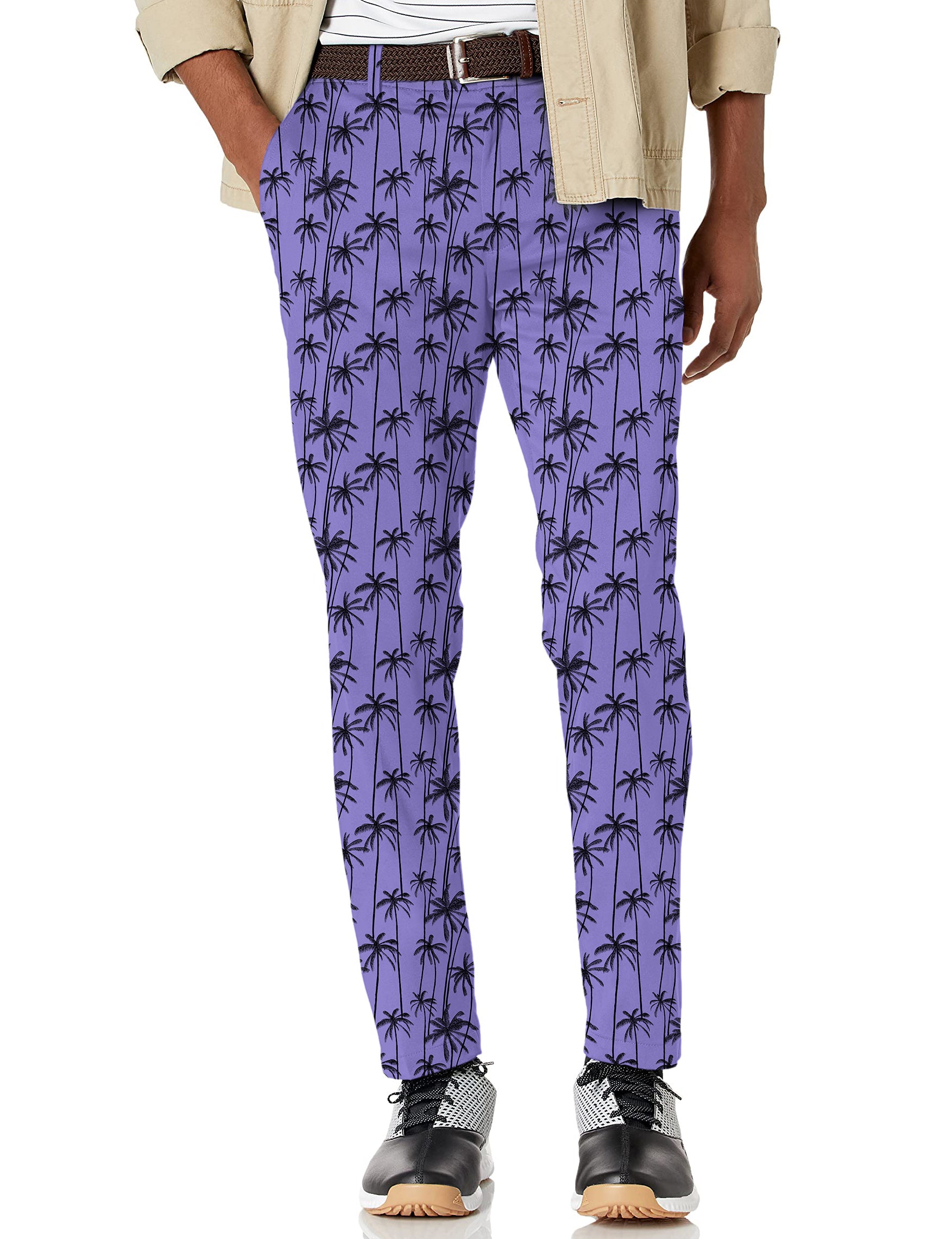 Men's Black coconut tree Stretch Golf Pants