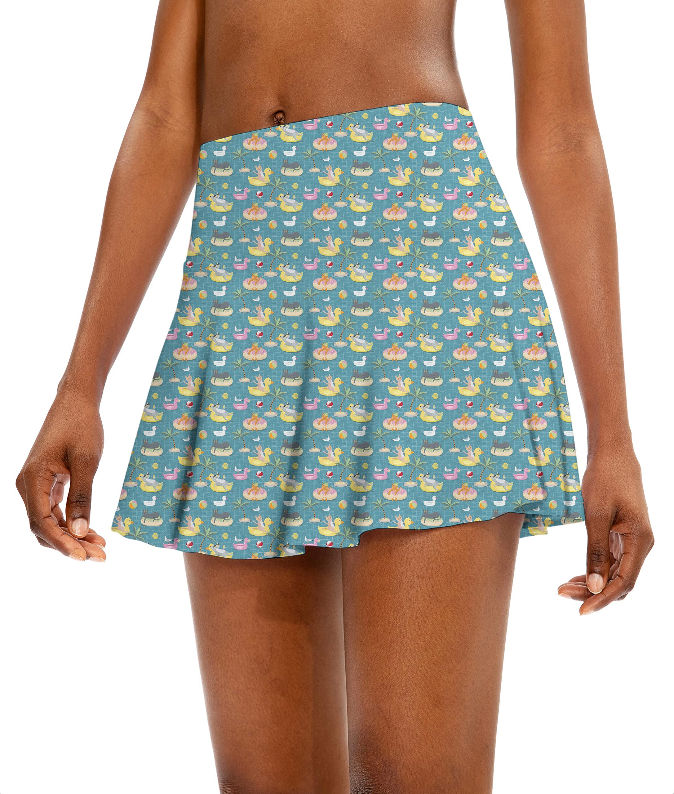 Cats in the Pool Women's Athletic Golf Skorts Flared Skirts