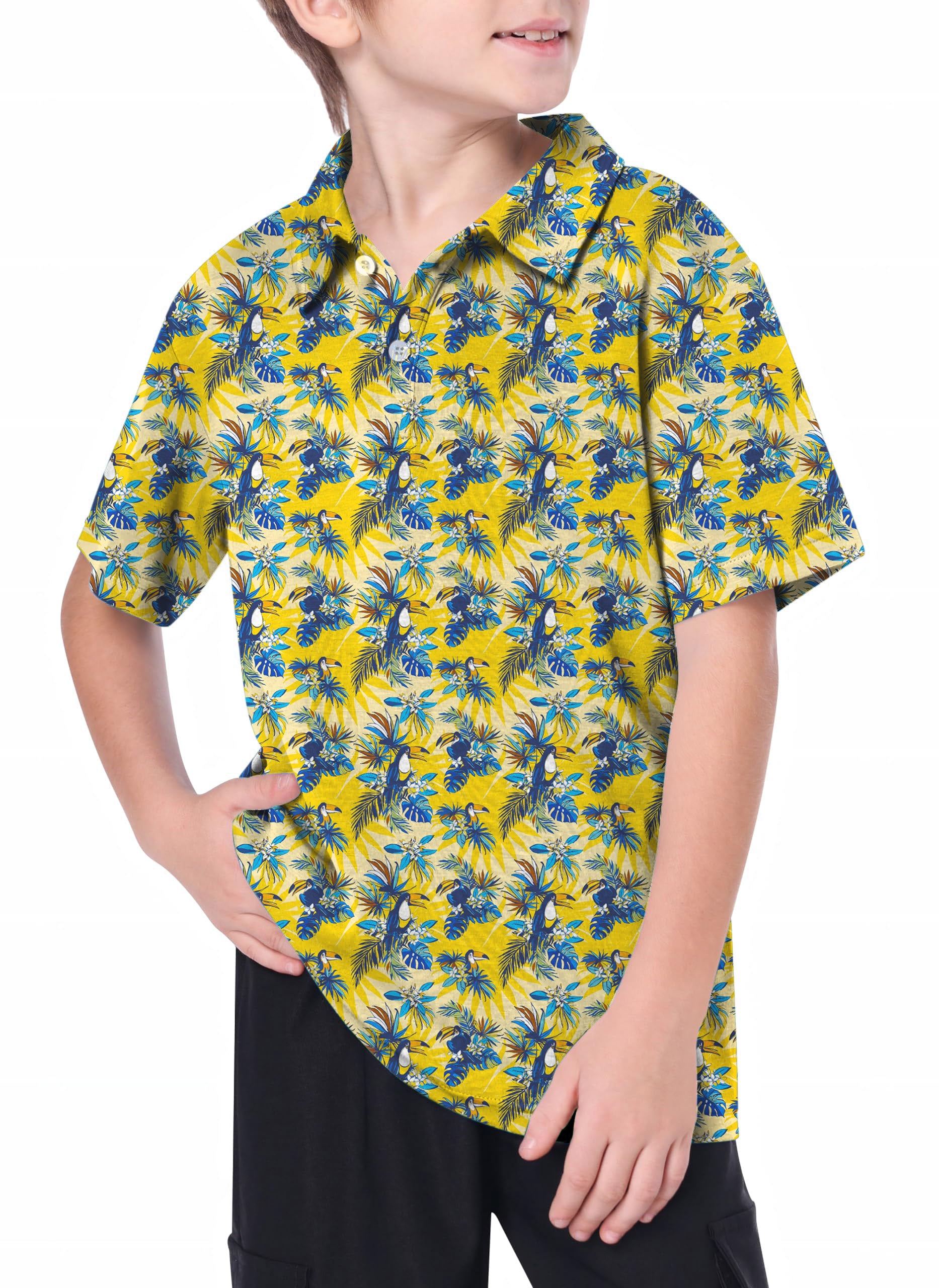 Youth Flamingo yellow Golf Polo