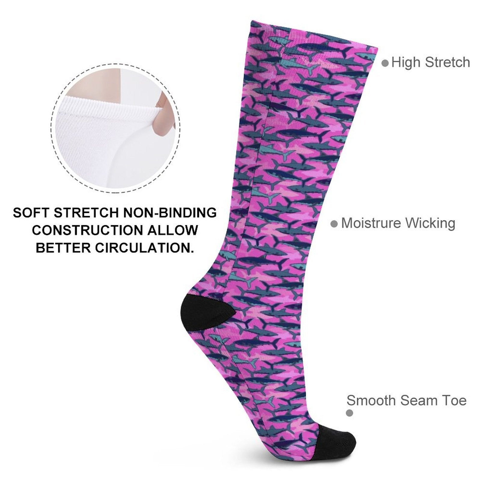 Electric Sharks Pink Prined socks Gifts for Men Women