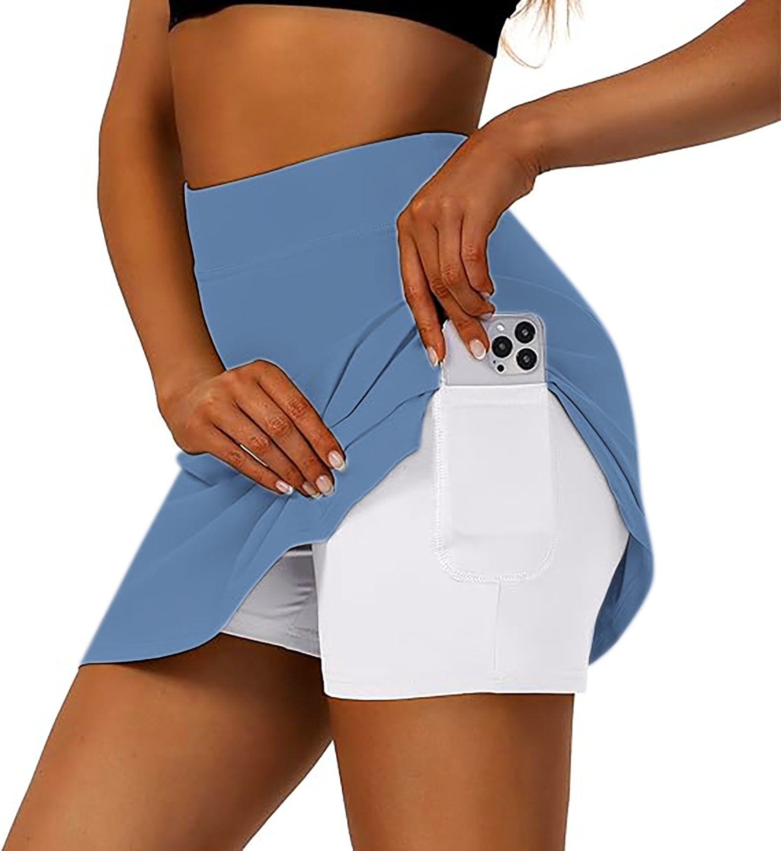 Women's -Pumpkin Blue Halloween Skeleton Golf Golf Skirts Inner Shorts Pocket