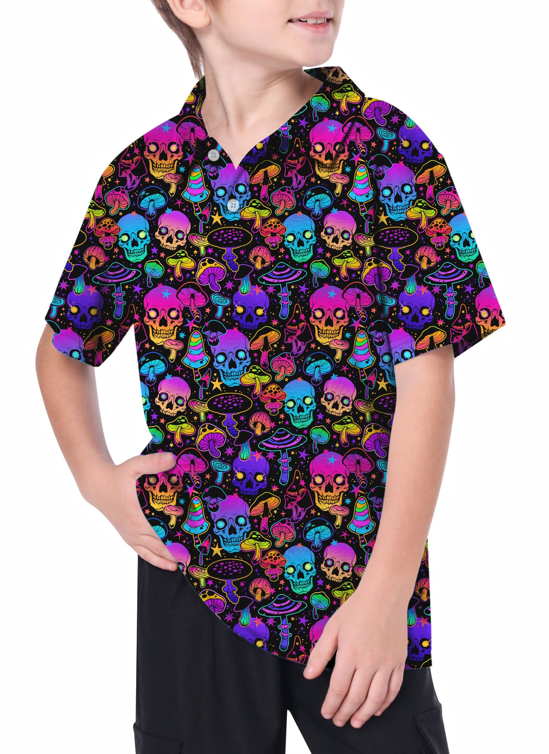 Youth neon skull Golf Polo